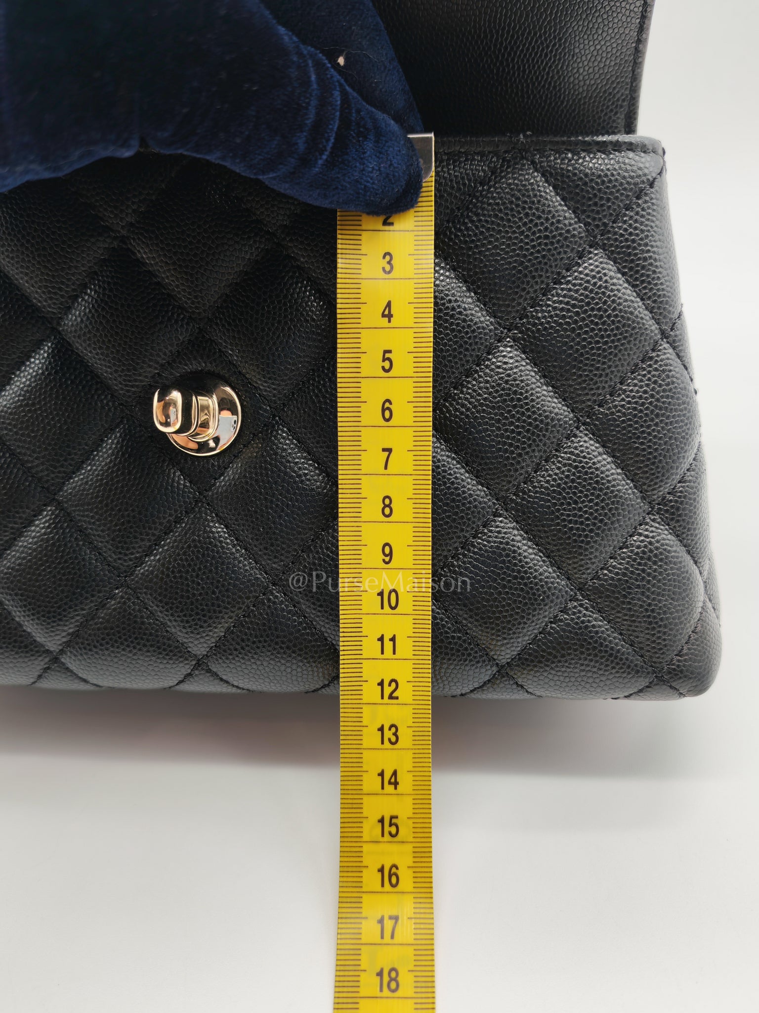 Coco Handle Small in Black Caviar Leather and Light Gold Hardware (Microchip) | Purse Maison Luxury Bags Shop