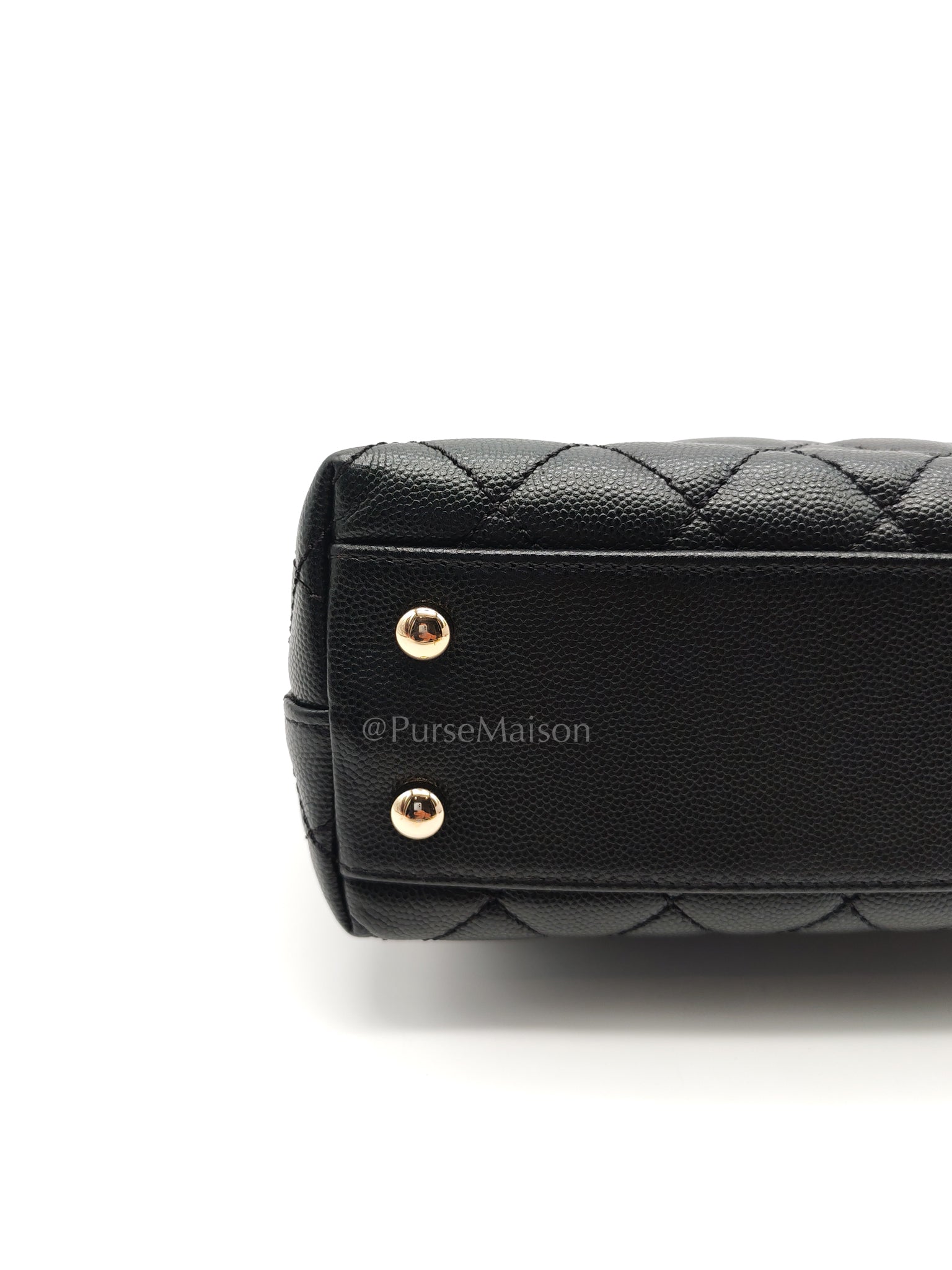 Coco Handle Small in Black Caviar Leather and Light Gold Hardware (Microchip) | Purse Maison Luxury Bags Shop