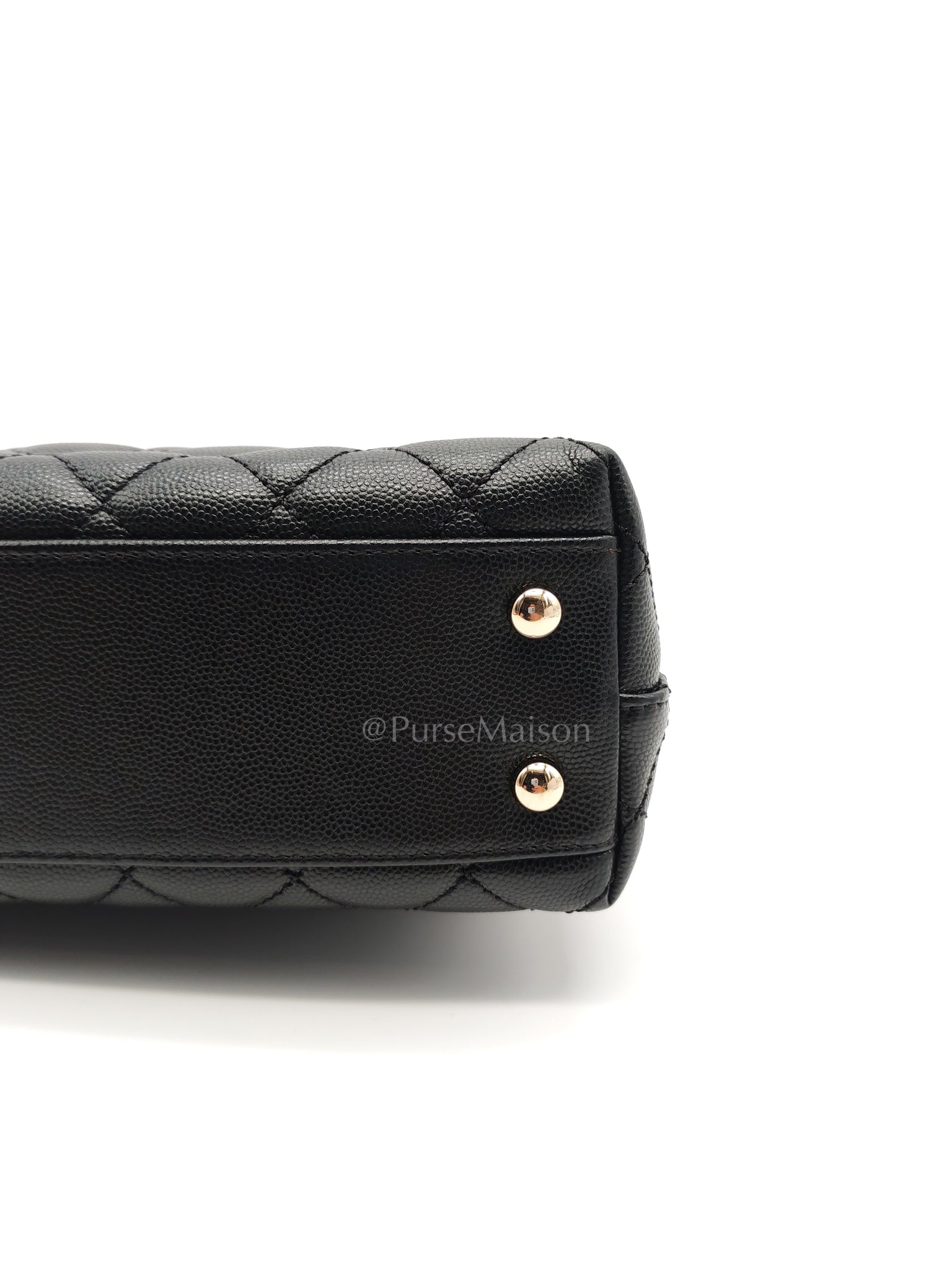 Coco Handle Small in Black Caviar Leather and Light Gold Hardware (Microchip) | Purse Maison Luxury Bags Shop