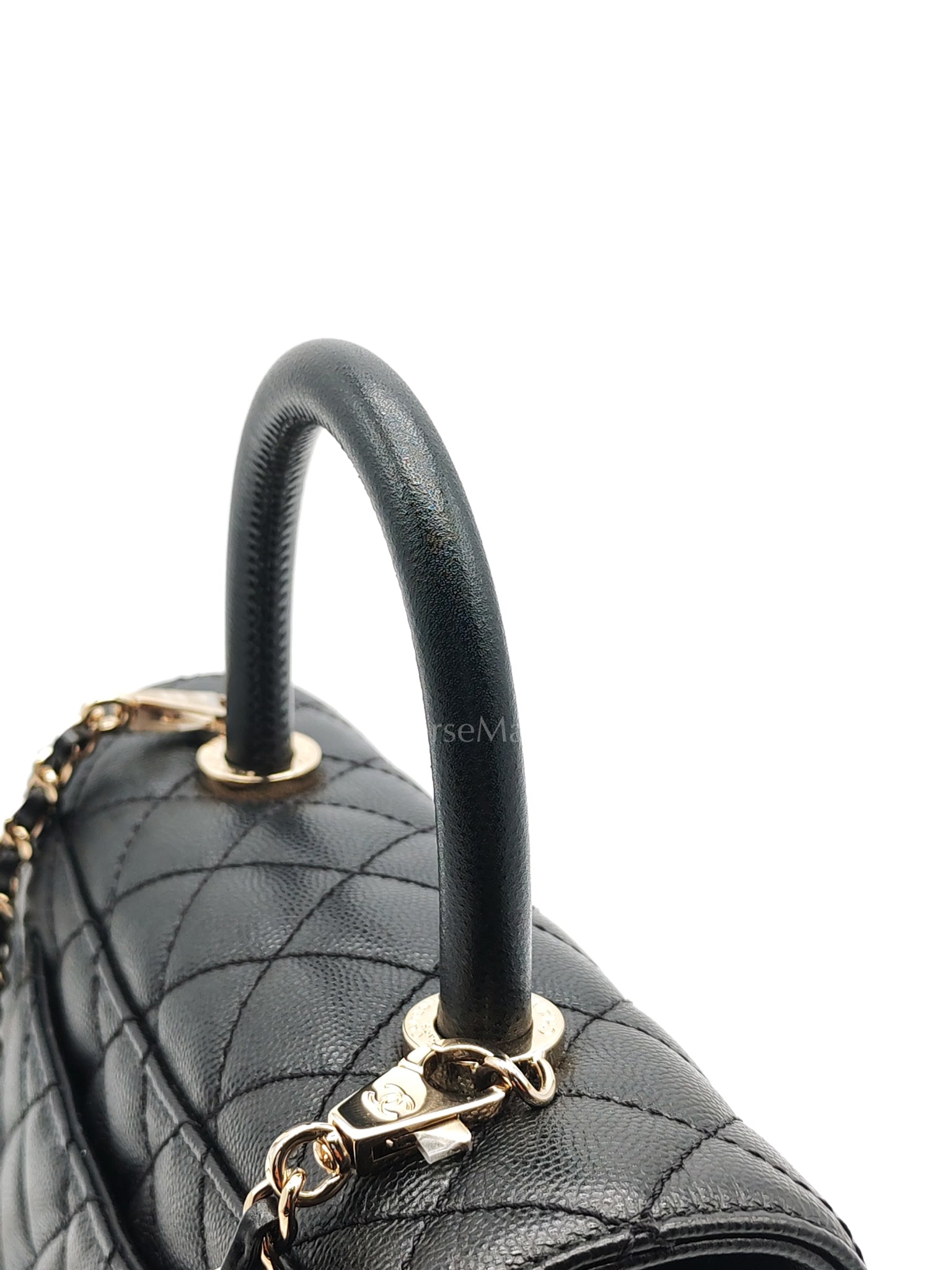 Coco Handle Small in Black Caviar Leather and Light Gold Hardware (Microchip) | Purse Maison Luxury Bags Shop