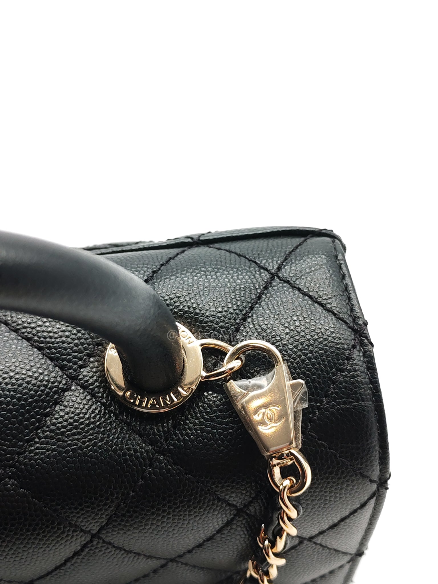 Coco Handle Small in Black Caviar Leather and Light Gold Hardware (Microchip) | Purse Maison Luxury Bags Shop