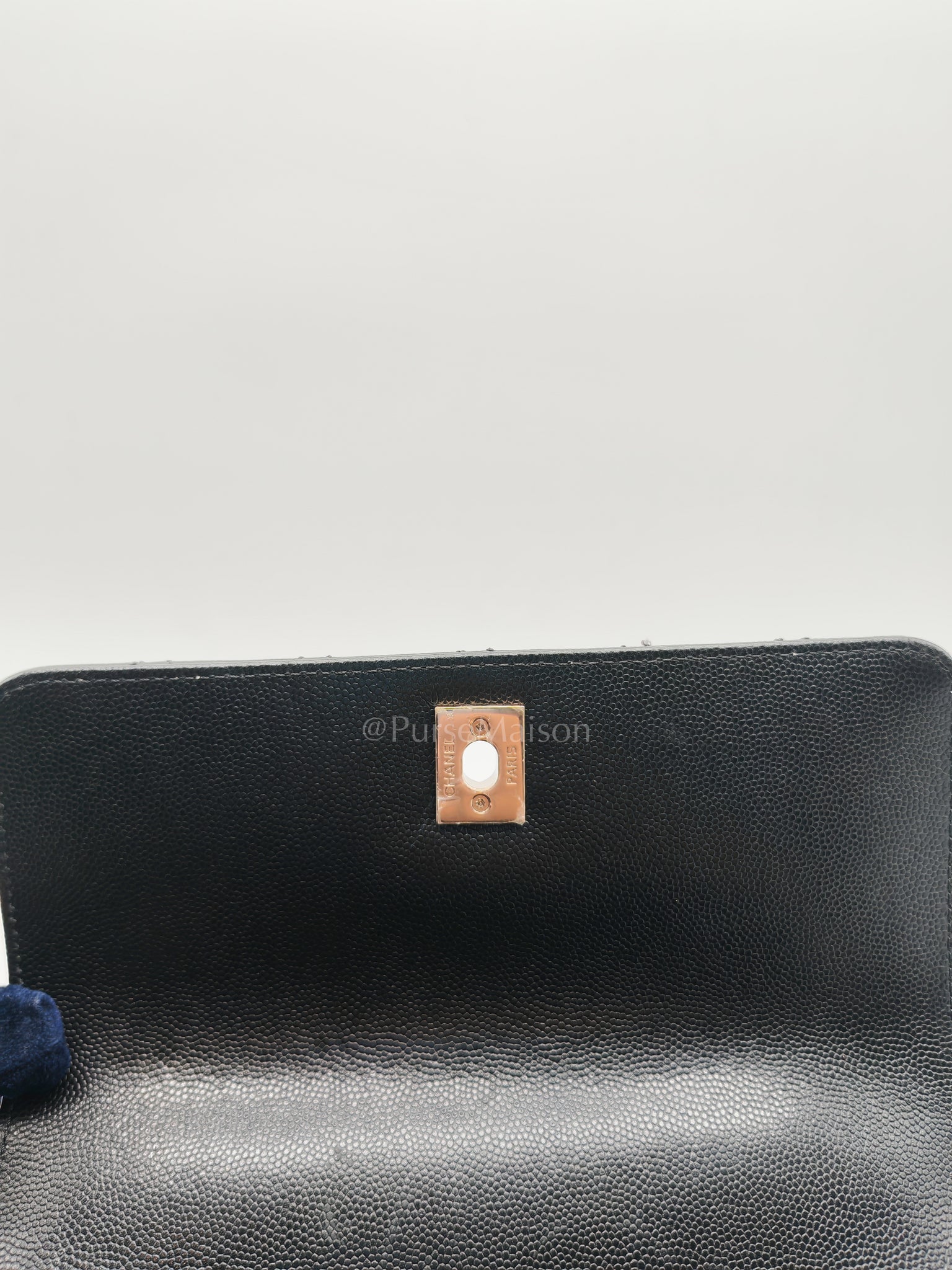 Coco Handle Small in Black Caviar Leather and Light Gold Hardware (Microchip) | Purse Maison Luxury Bags Shop