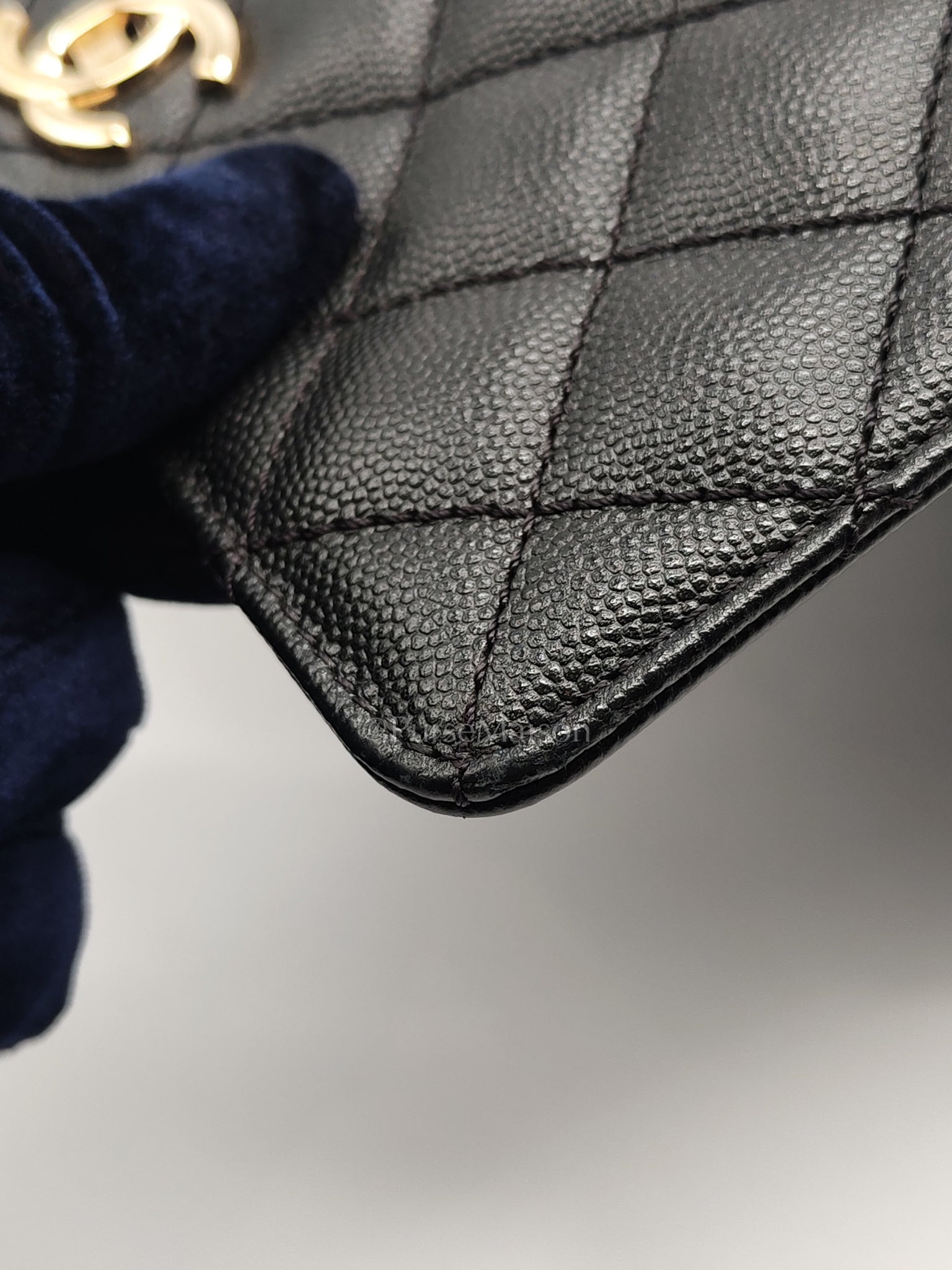 Coco Handle Small in Black Caviar Leather and Light Gold Hardware (Microchip) | Purse Maison Luxury Bags Shop