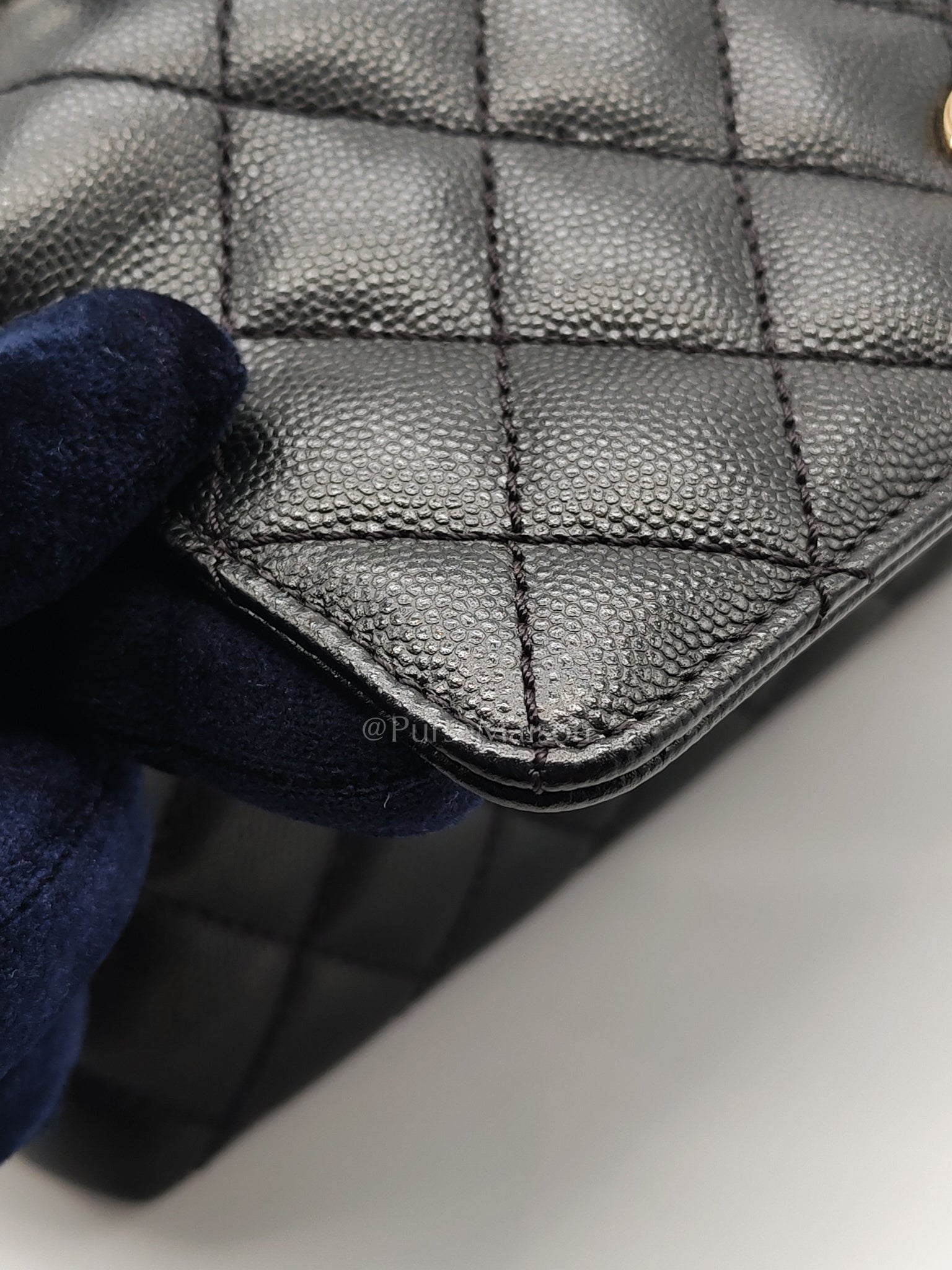 Coco Handle Small in Black Caviar Leather and Light Gold Hardware (Microchip) | Purse Maison Luxury Bags Shop