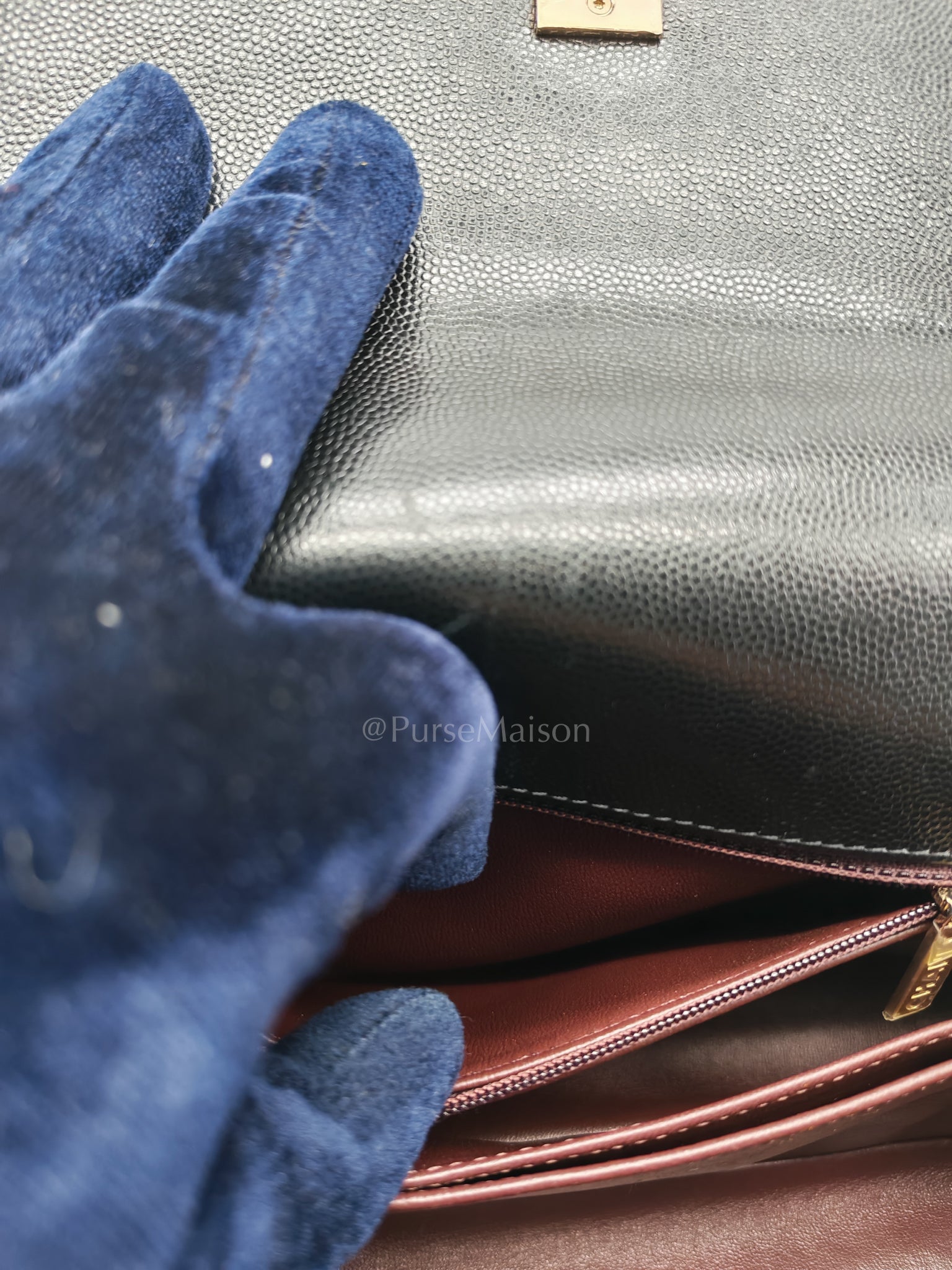 Coco Handle Small in Black Caviar Leather and Light Gold Hardware (Microchip) | Purse Maison Luxury Bags Shop