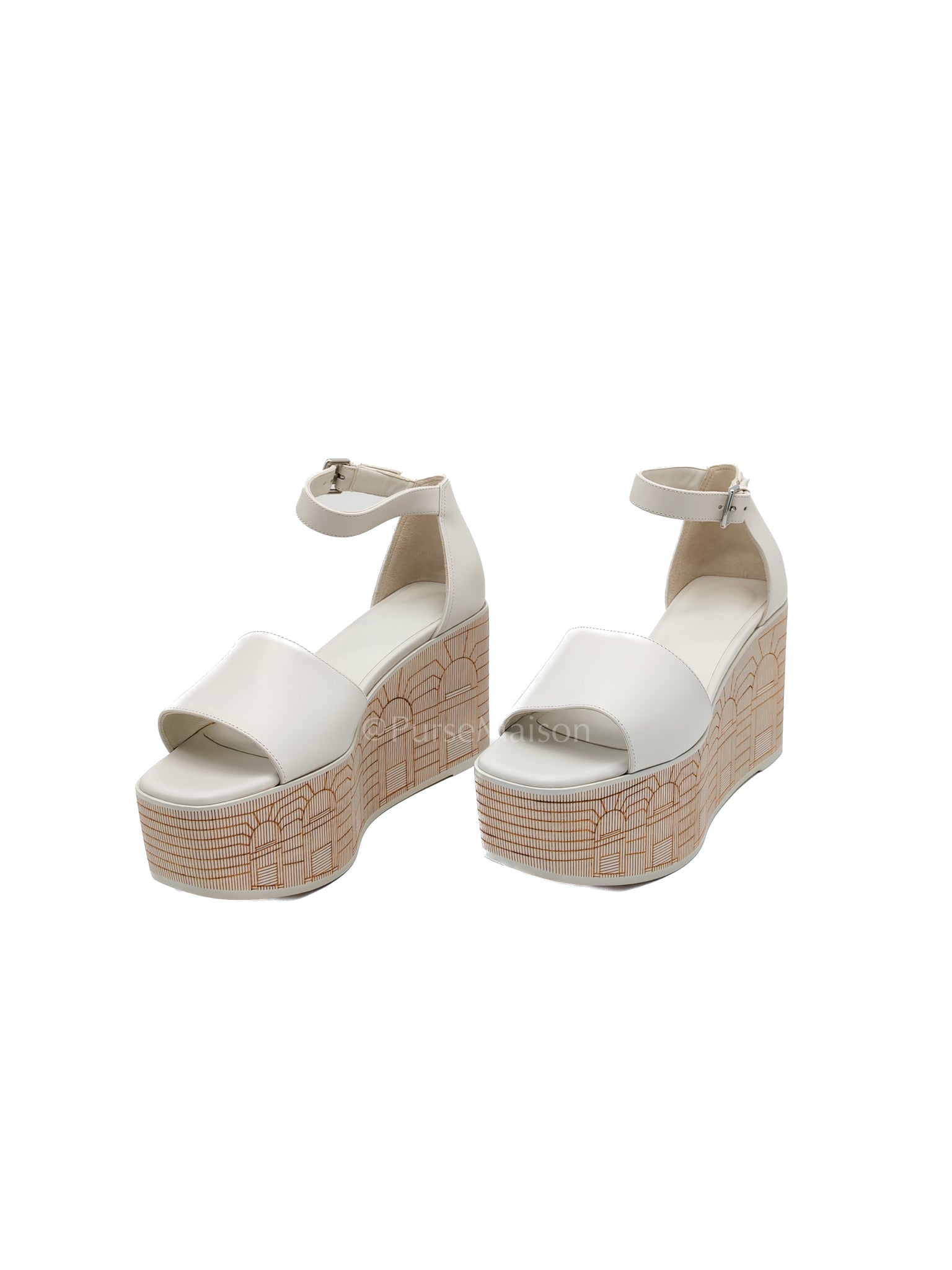 Illusion Blanc Wedge Sandals Size 38EU (24CM) | Purse Maison Luxury Bags Shop