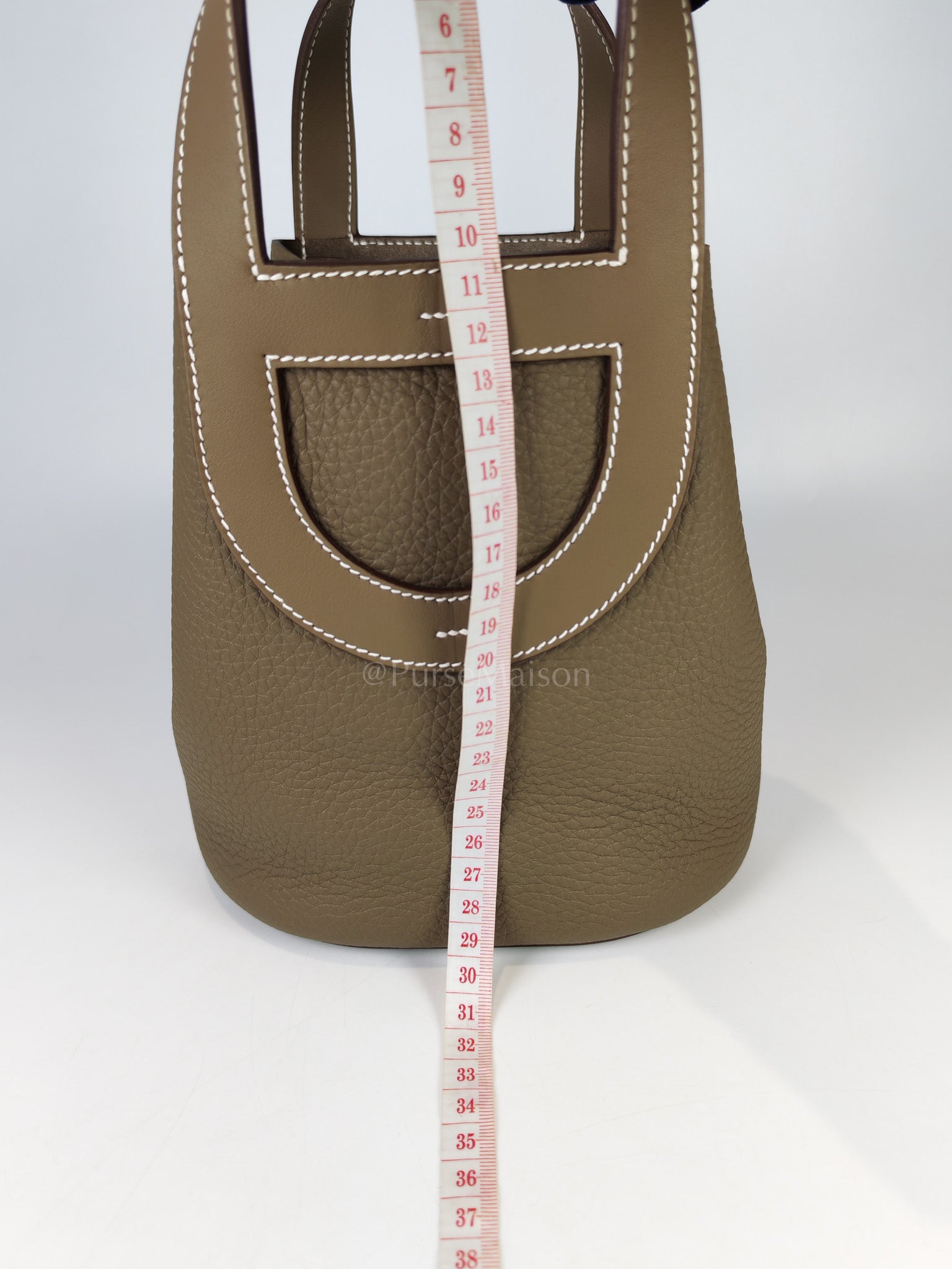 In The Loop 18 in Etoupe Leather and Gold Hardware Stamp K (2025) | Purse Maison Luxury Bags Shop