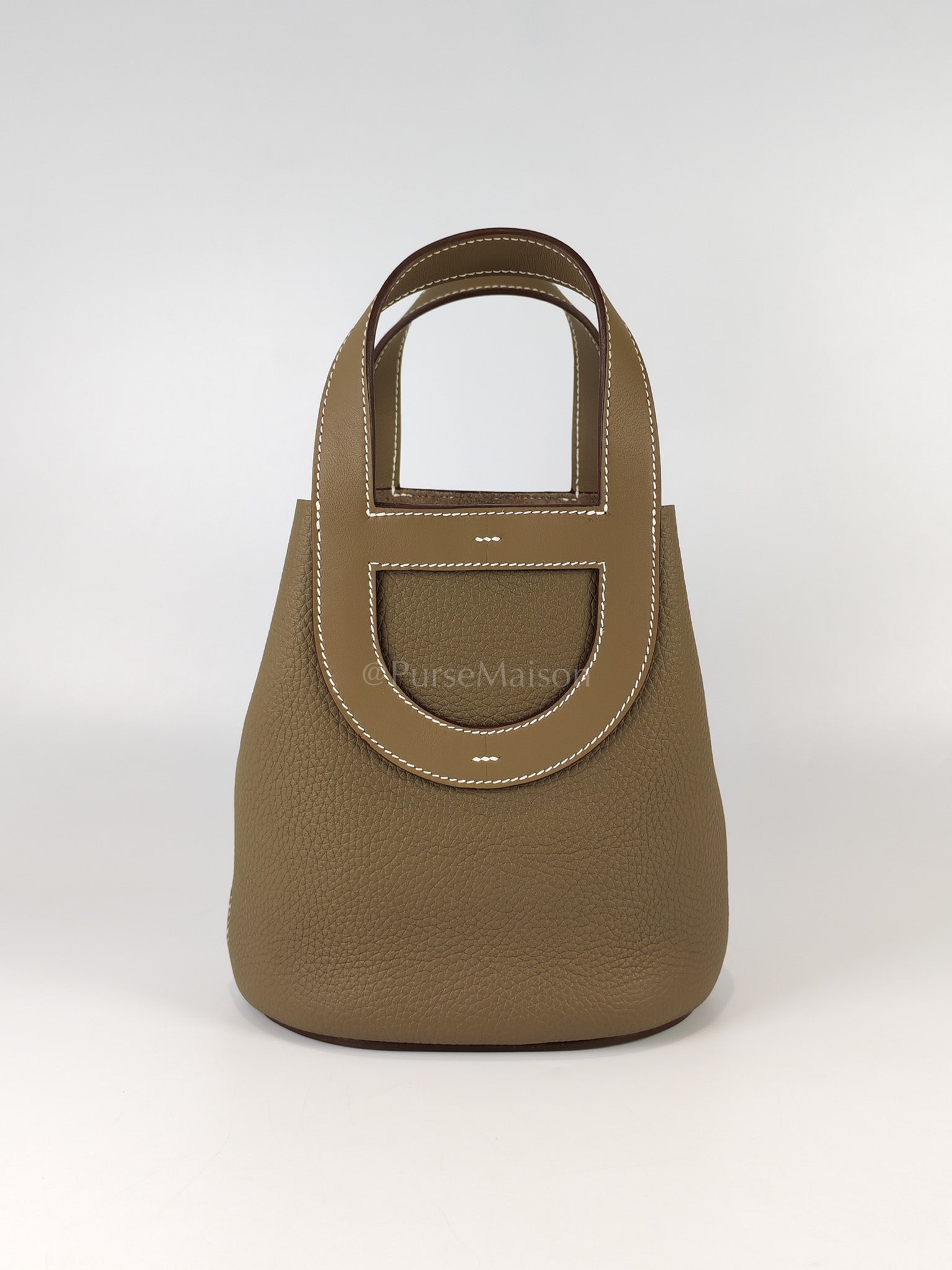 In The Loop 18 in Etoupe Leather and Gold Hardware Stamp K (2025) | Purse Maison Luxury Bags Shop