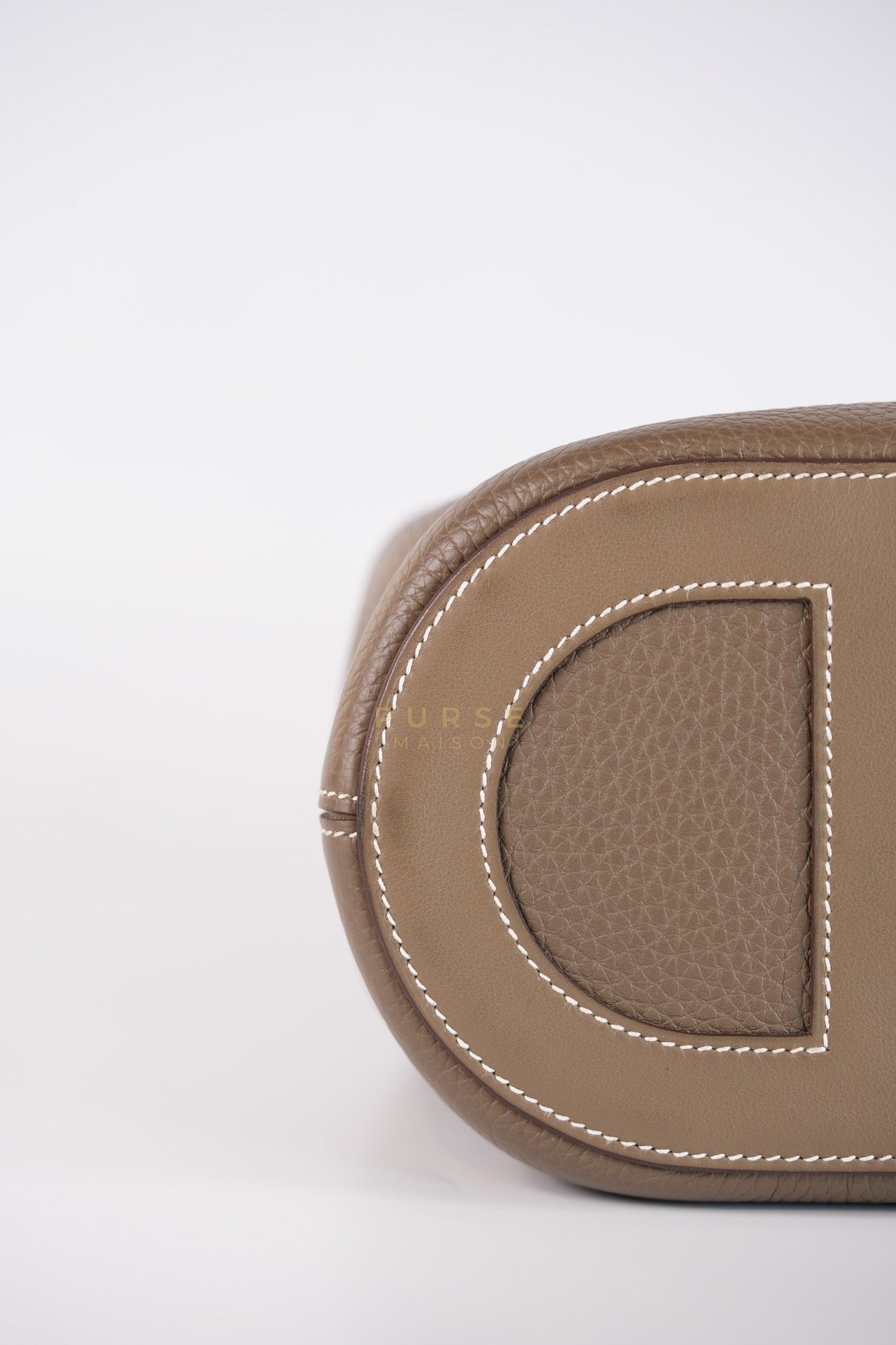 In The Loop in Etoupe Clemence Taurillon Leather and Gold Hardware Stamp B (2023) | Purse Maison Luxury Bags Shop