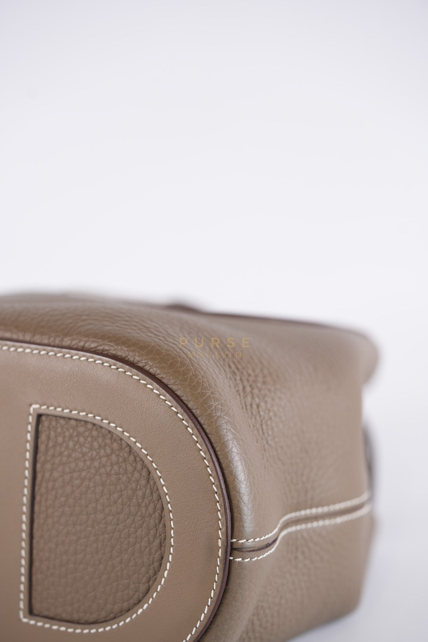 In The Loop in Etoupe Clemence Taurillon Leather and Gold Hardware Stamp B (2023) | Purse Maison Luxury Bags Shop