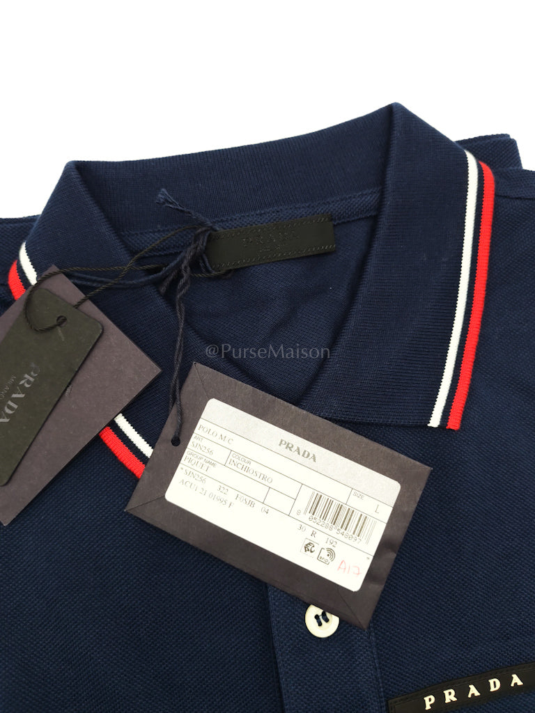 Inchiostro Blue Woven Polo Shirt Size Large | Purse Maison Luxury Bags Shop