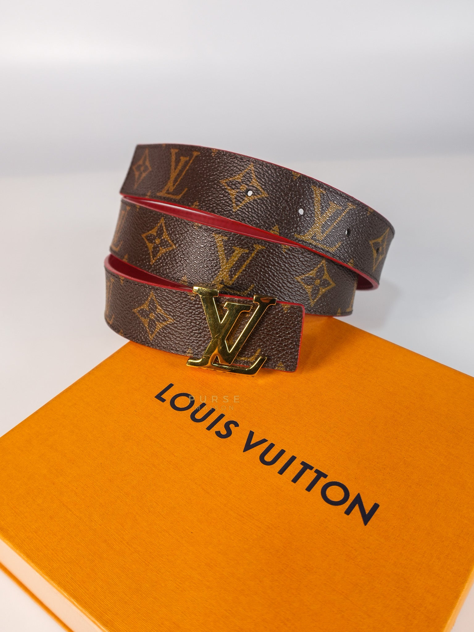 Initiales 30mm Reversible Belt in Brown/Red Size 80 (Date Code: M9498) | Purse Maison Luxury Bags Shop