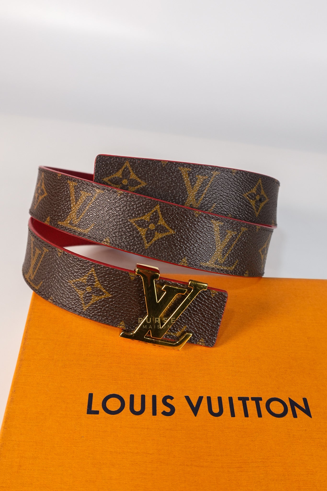 Initiales 30mm Reversible Belt in Brown/Red Size 80 (Date Code: M9498) | Purse Maison Luxury Bags Shop