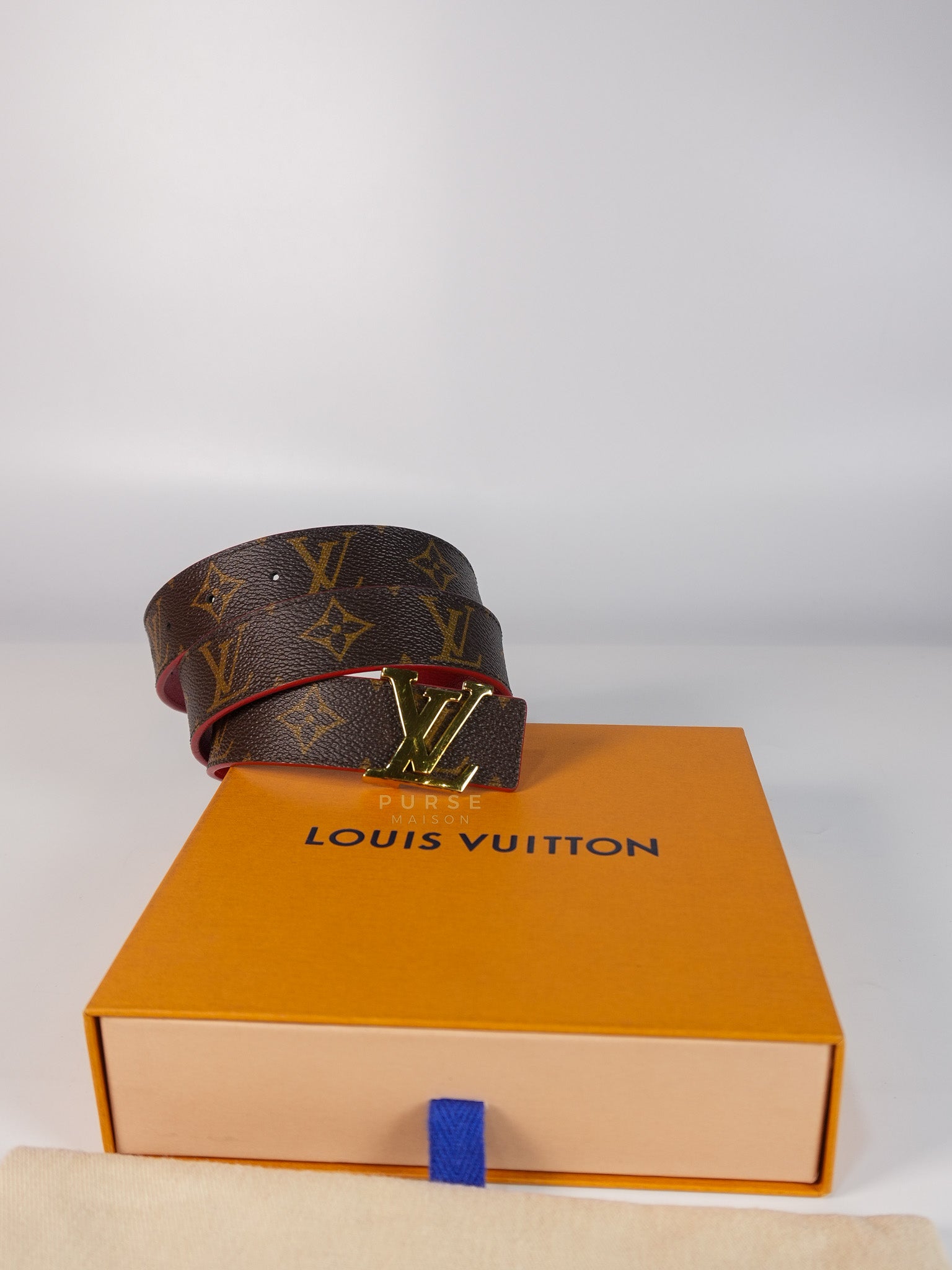 Initiales 30mm Reversible Belt in Brown/Red Size 80 (Date Code: M9498) | Purse Maison Luxury Bags Shop