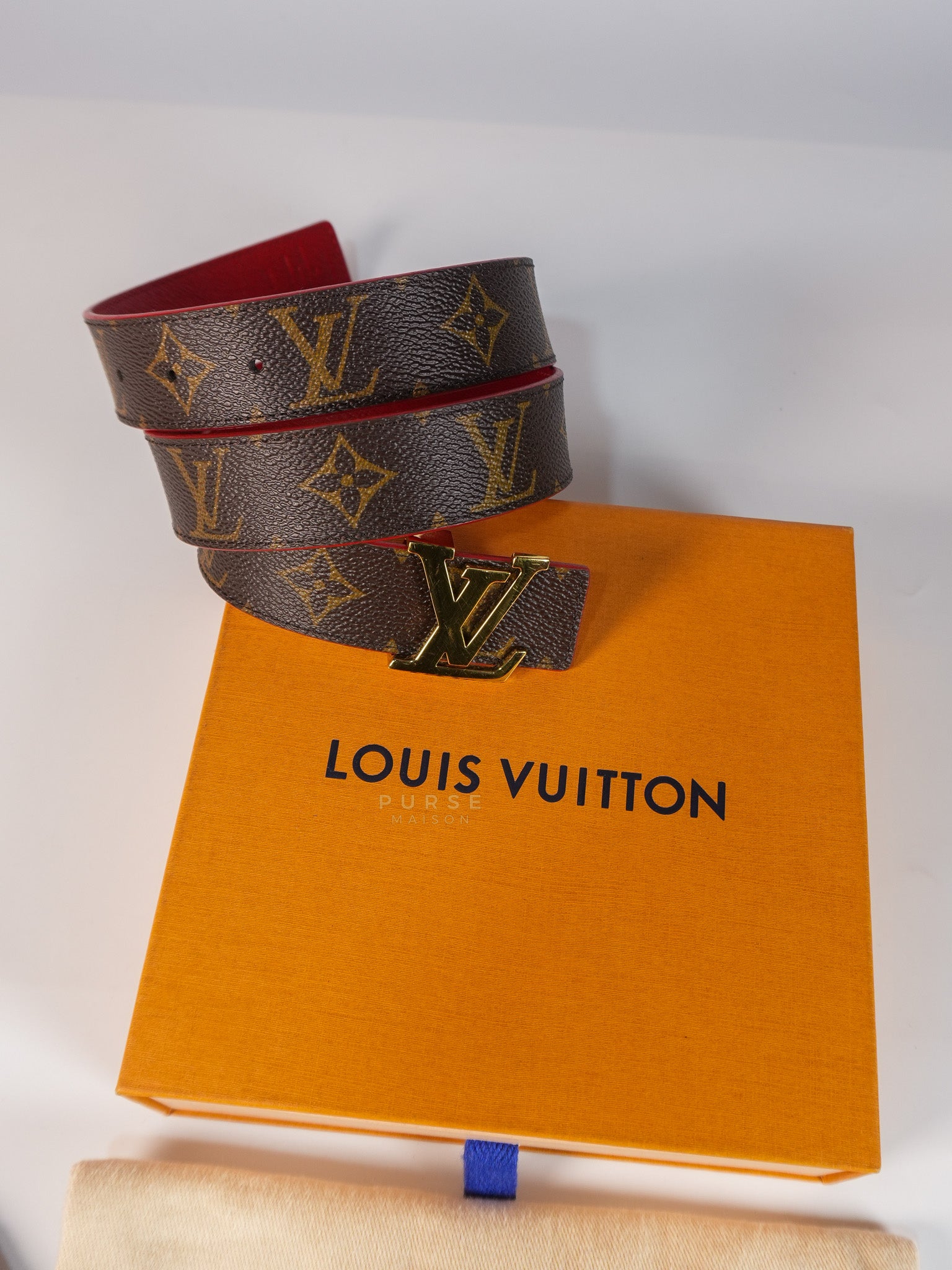 Initiales 30mm Reversible Belt in Brown/Red Size 80 (Date Code: M9498) | Purse Maison Luxury Bags Shop