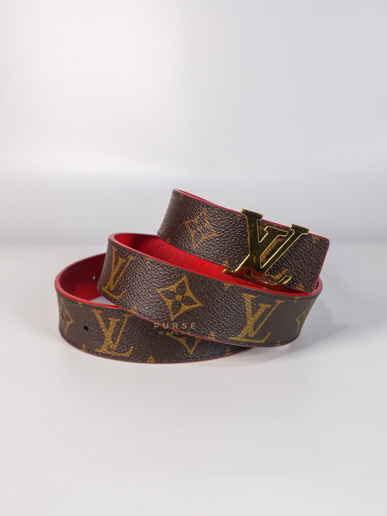 Initiales 30mm Reversible Belt in Brown/Red Size 80 (Date Code: M9498) | Purse Maison Luxury Bags Shop