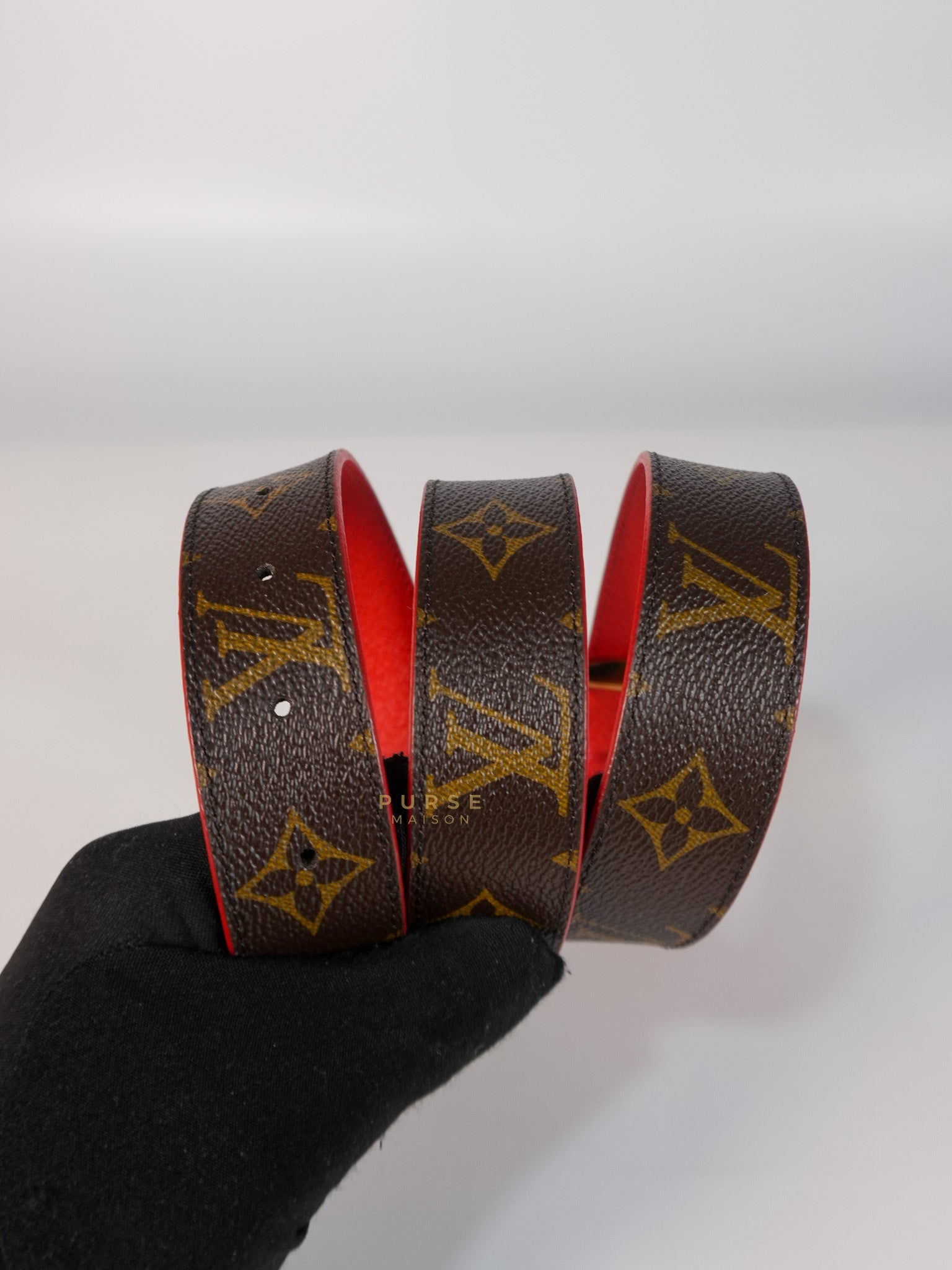 Initiales 30mm Reversible Belt in Brown/Red Size 80 (Date Code: M9498) | Purse Maison Luxury Bags Shop
