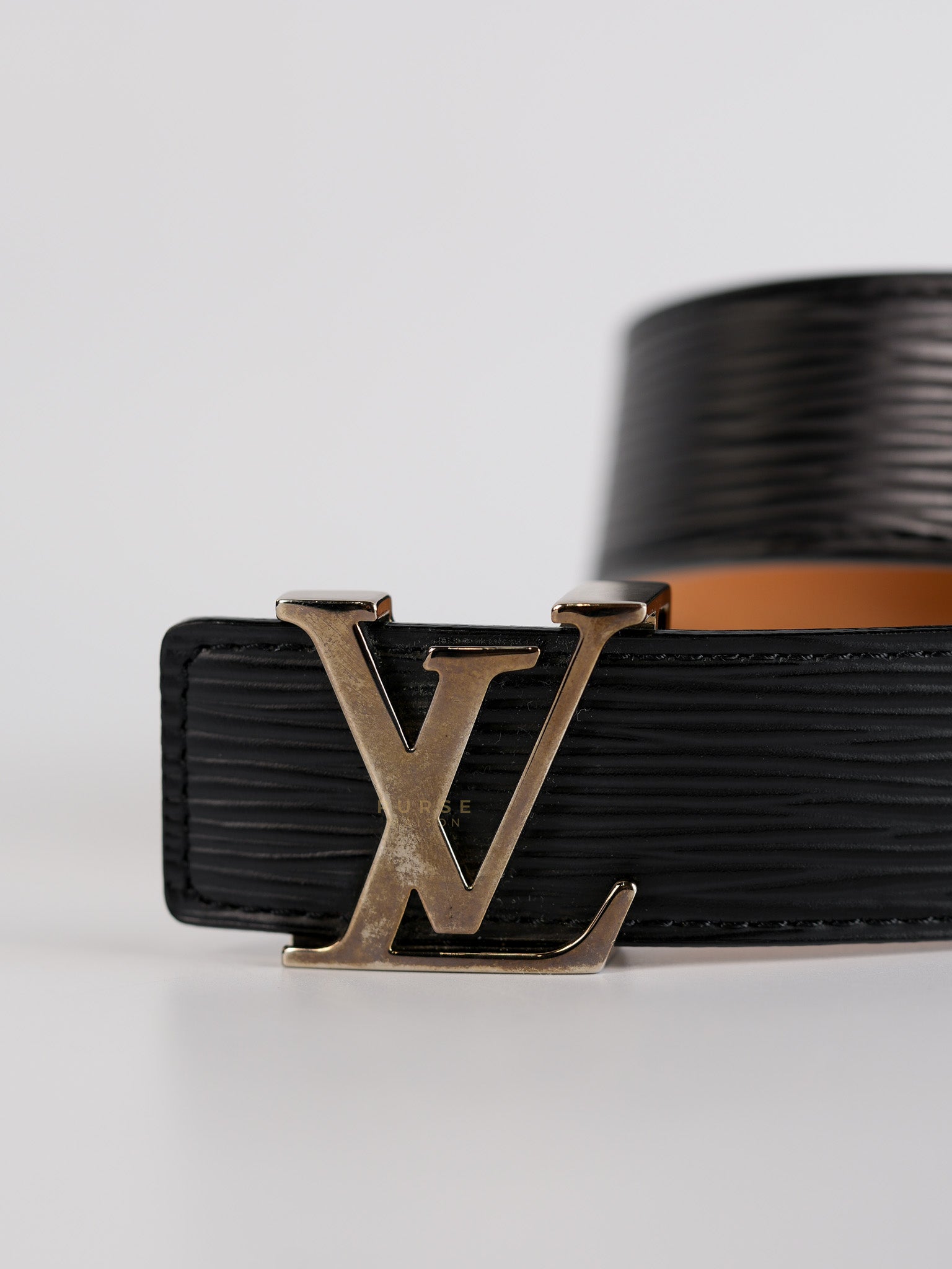 Initiales Black Epi Leather Belt 85 cm | Purse Maison Luxury Bags Shop