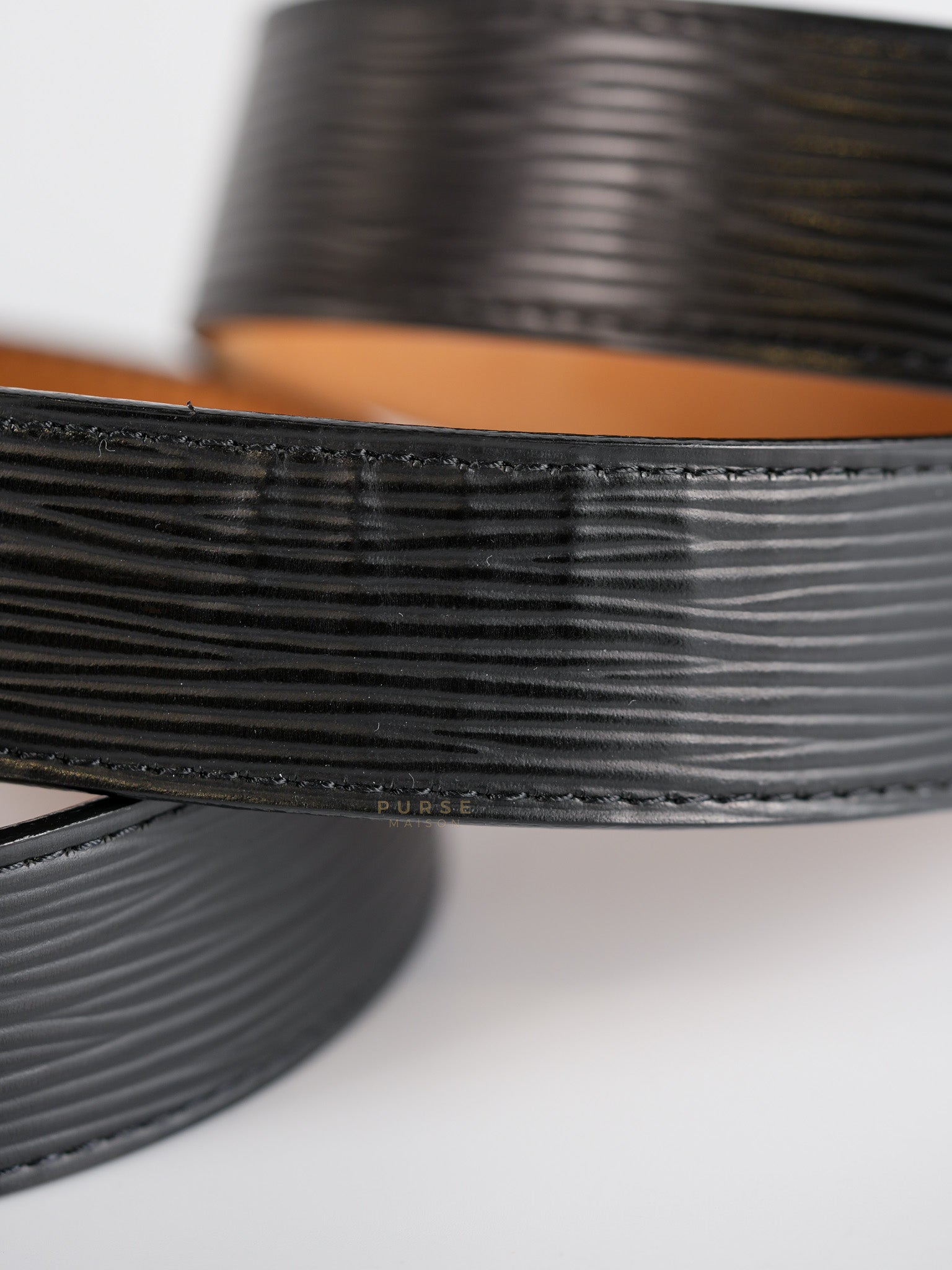 Initiales Black Epi Leather Belt 85 cm | Purse Maison Luxury Bags Shop