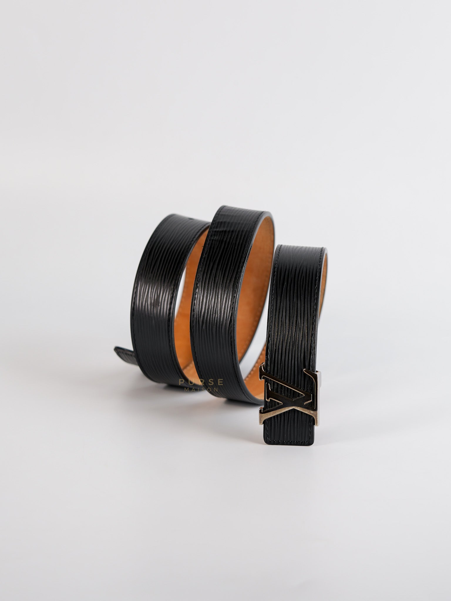 Initiales Black Epi Leather Belt 85 cm | Purse Maison Luxury Bags Shop