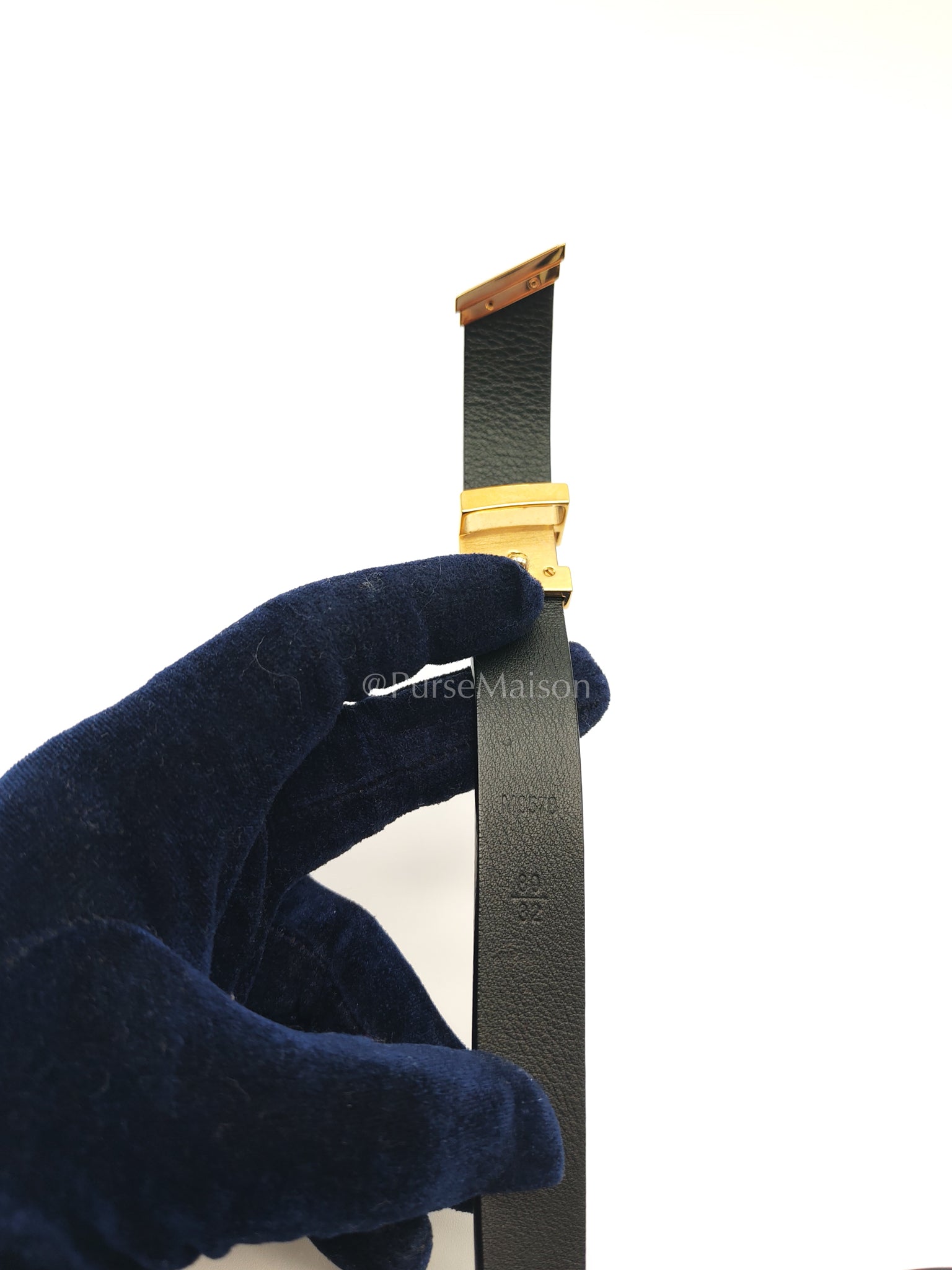 Initiales Black Reversible Belt (20mm) in Calfskin Leather Size 80 (Date Code: M9578) | Purse Maison Luxury Bags Shop