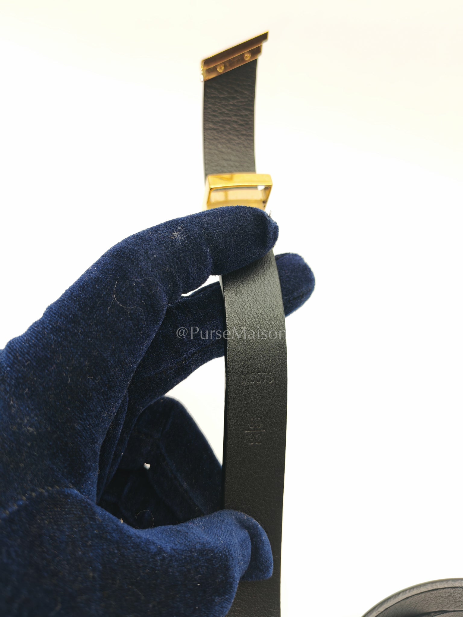 Initiales Black Reversible Belt (20mm) in Calfskin Leather Size 80 (Date Code: M9578) | Purse Maison Luxury Bags Shop