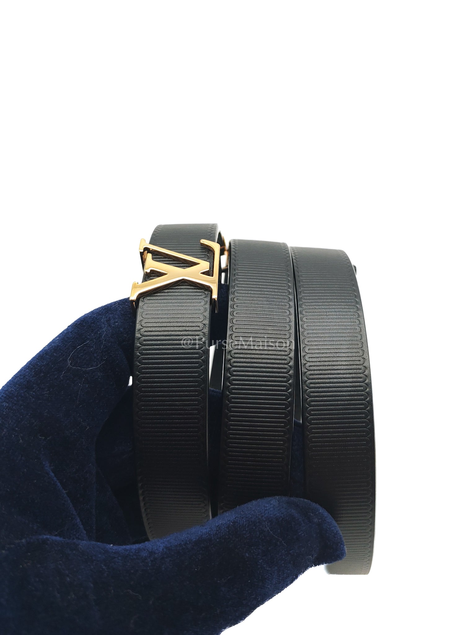 Initiales Black Reversible Belt (20mm) in Calfskin Leather Size 80 (Date Code: M9578) | Purse Maison Luxury Bags Shop
