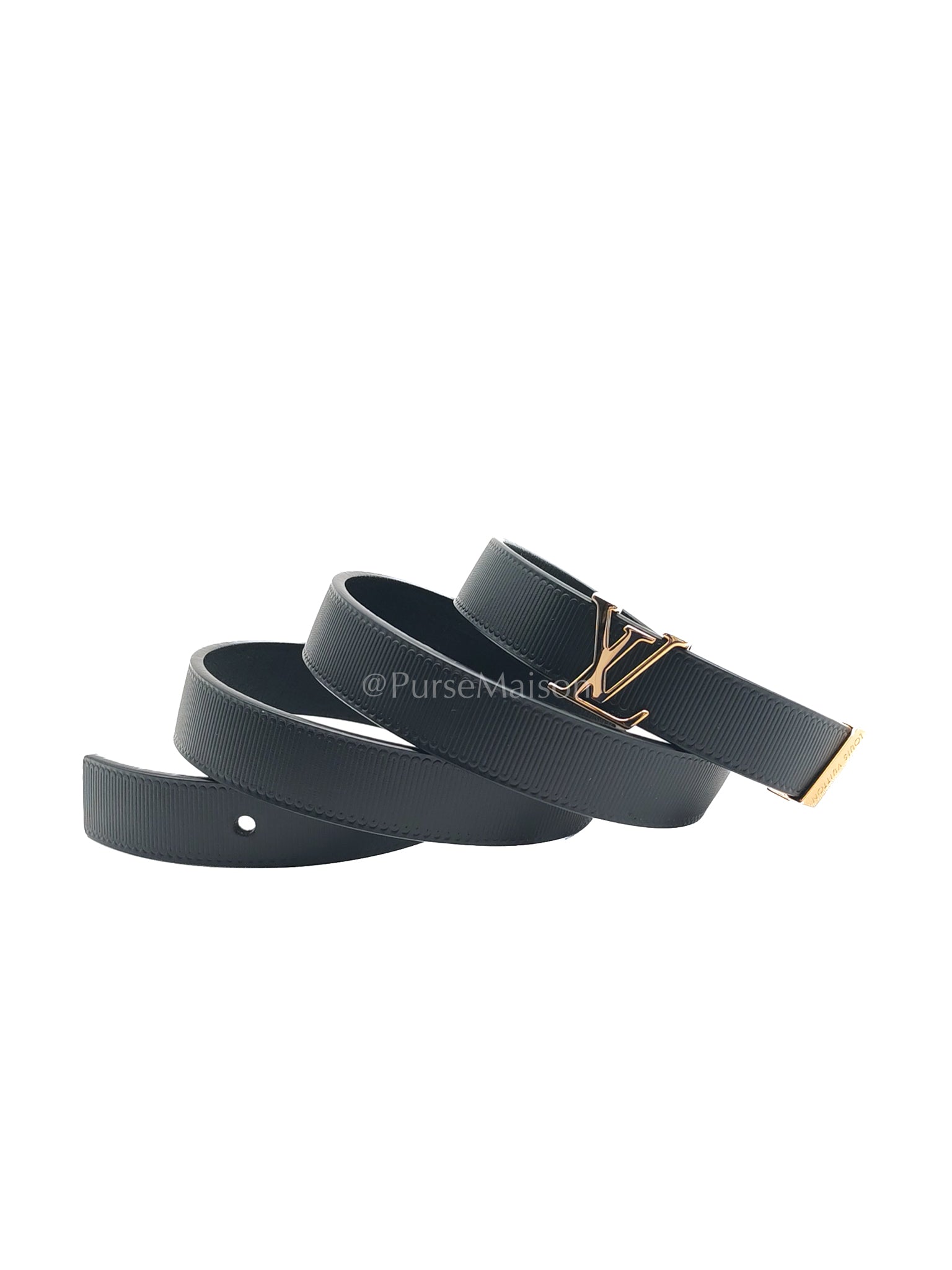 Initiales Black Reversible Belt (20mm) in Calfskin Leather Size 80 (Date Code: M9578) | Purse Maison Luxury Bags Shop