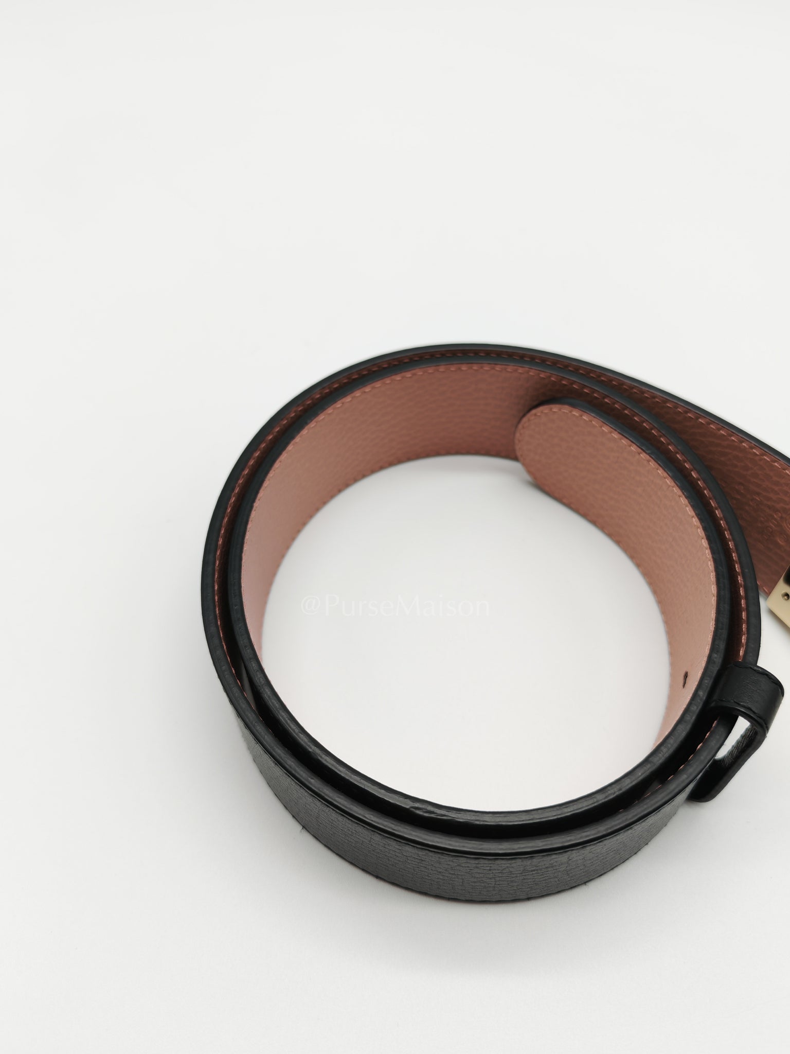 Interlocking G 1973 Reversible Belt in Black/Pink Leather 80cm | Purse Maison Luxury Bags Shop