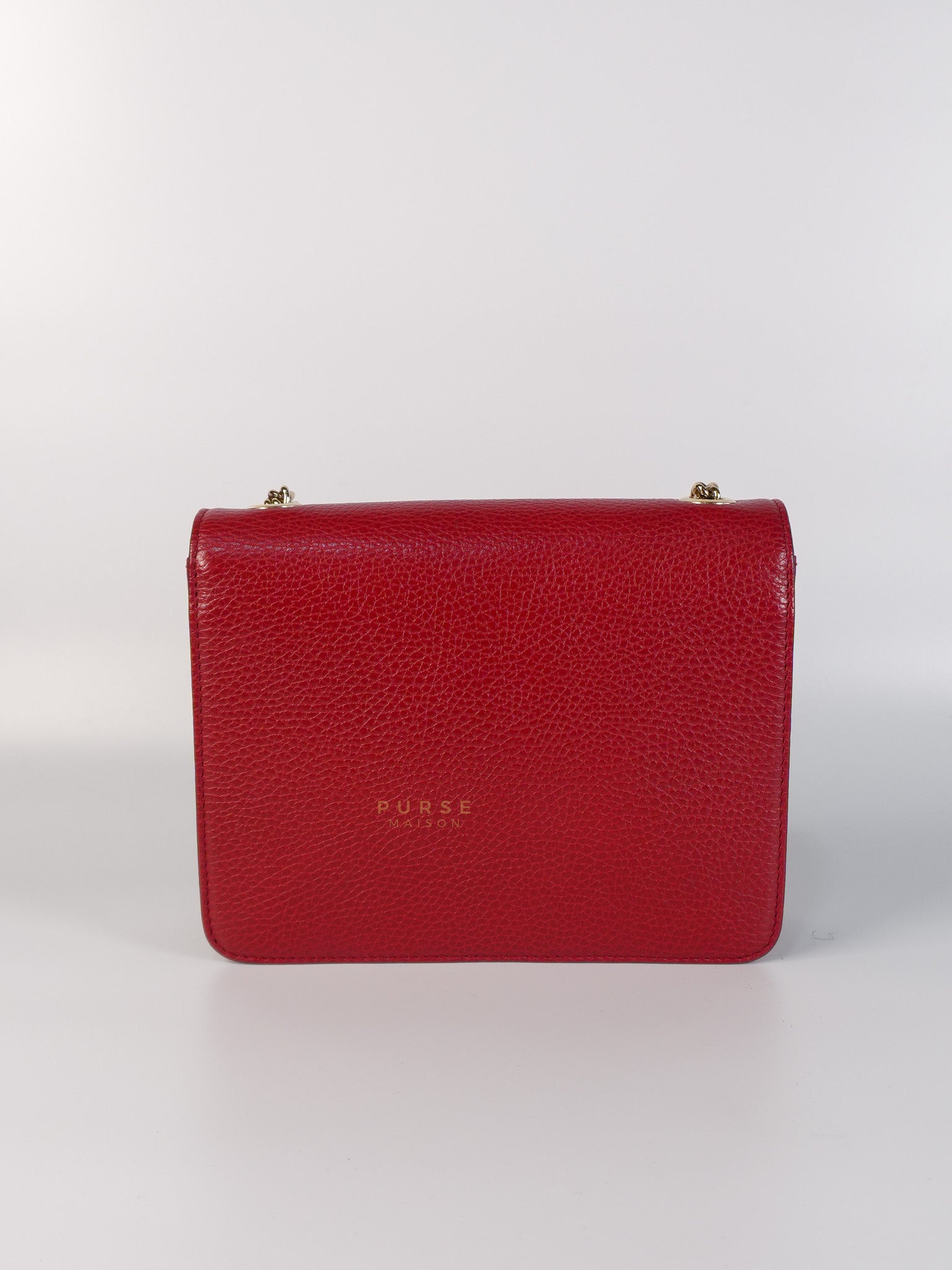 Interlocking G Dollar in Red Grained Calfskin Leather | Purse Maison Luxury Bags Shop