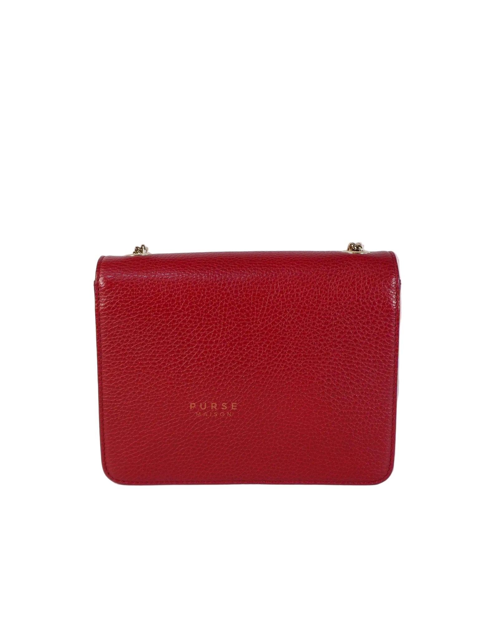 Interlocking G Dollar in Red Grained Calfskin Leather | Purse Maison Luxury Bags Shop