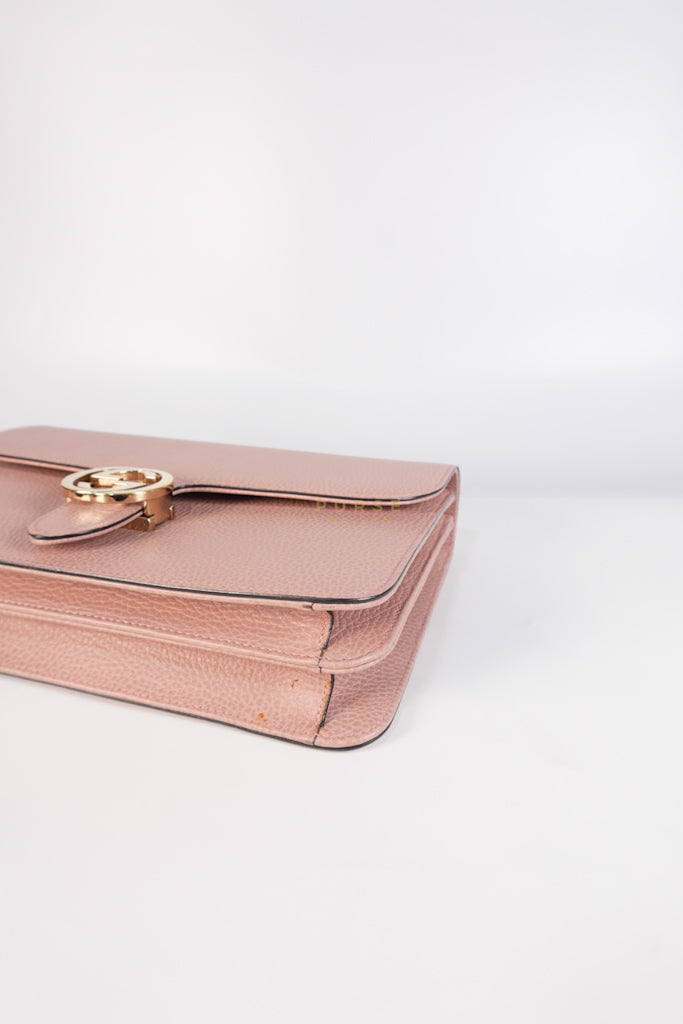 Interlocking G Medium in Pink Grained Calfskin Leather Chain Strap Bag | Purse Maison Luxury Bags Shop