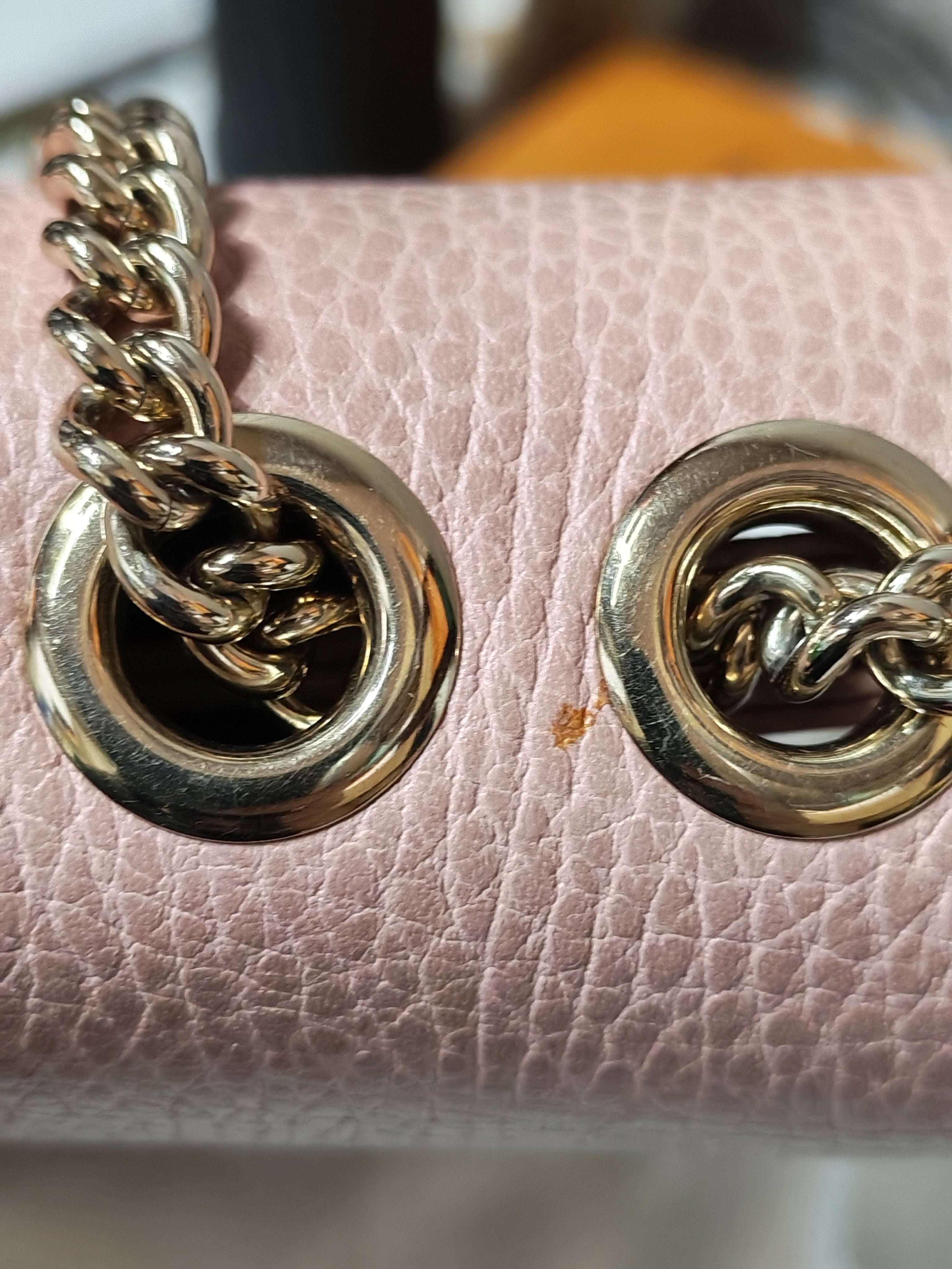 Interlocking G Medium in Pink Grained Calfskin Leather Chain Strap Bag | Purse Maison Luxury Bags Shop