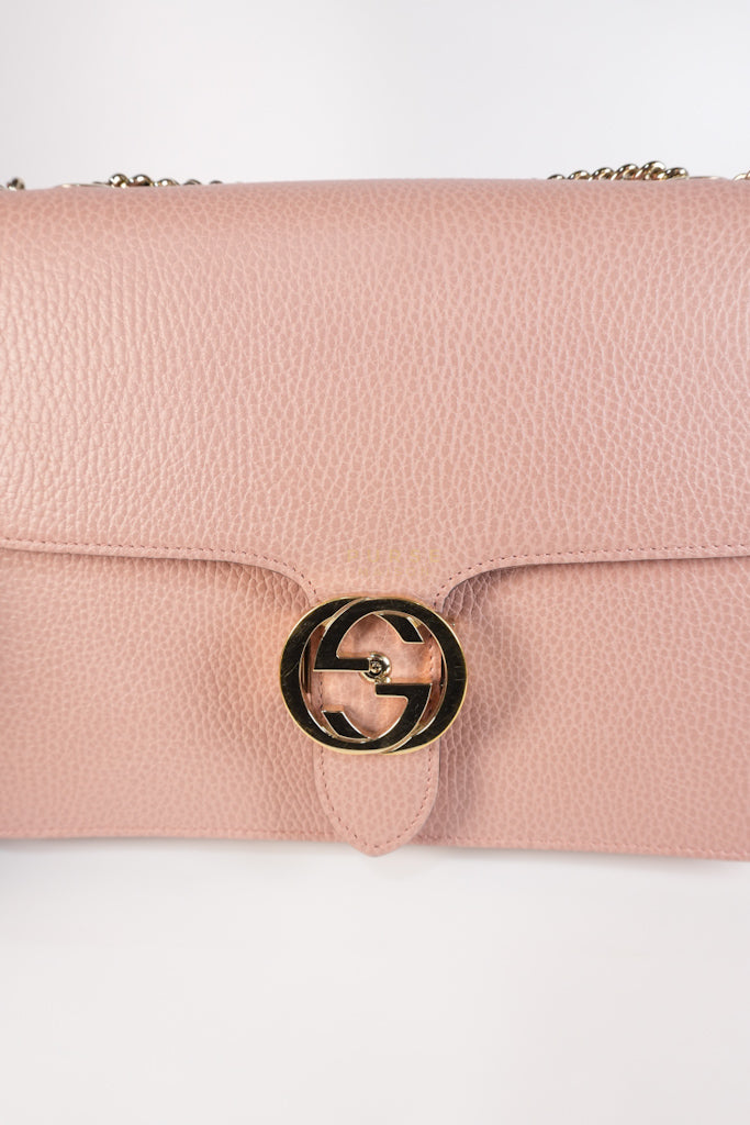 Interlocking G Medium in Pink Grained Calfskin Leather Chain Strap Bag | Purse Maison Luxury Bags Shop