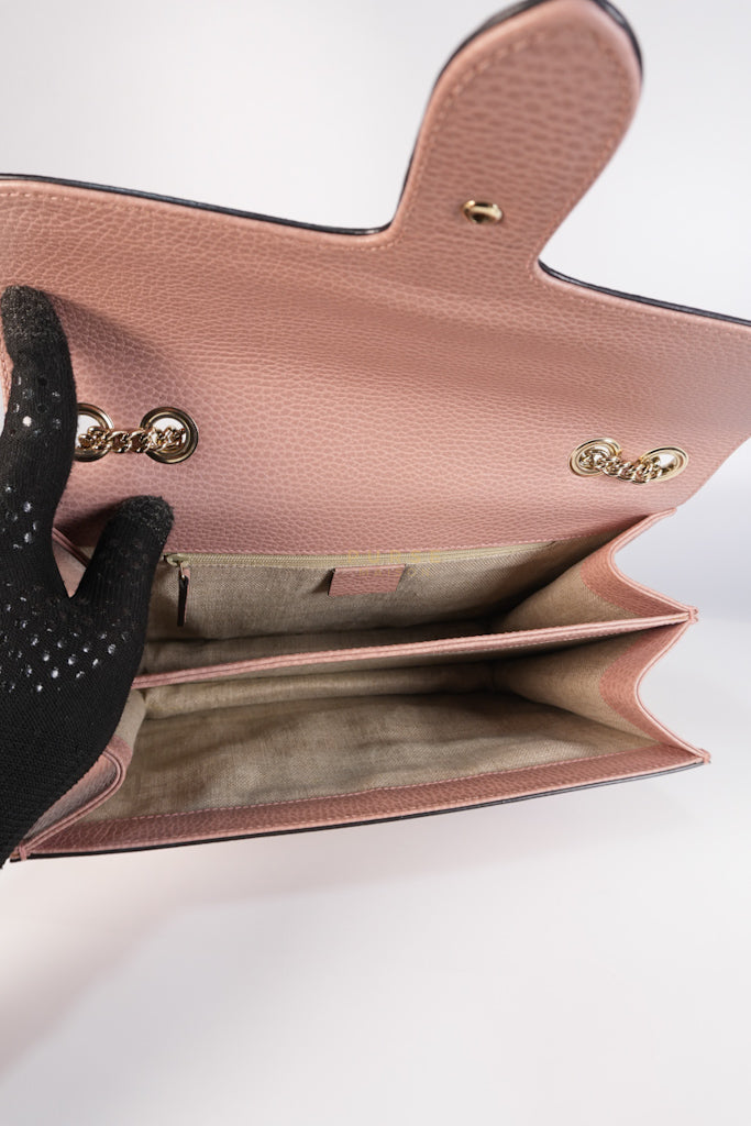 Interlocking G Medium in Pink Grained Calfskin Leather Chain Strap Bag | Purse Maison Luxury Bags Shop