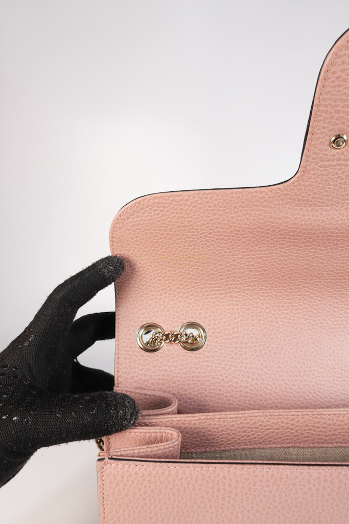 Interlocking G Medium in Pink Grained Calfskin Leather Chain Strap Bag | Purse Maison Luxury Bags Shop