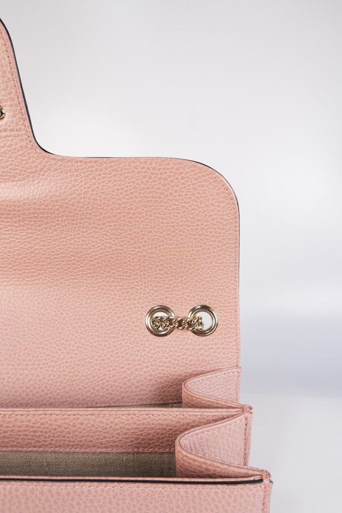 Interlocking G Medium in Pink Grained Calfskin Leather Chain Strap Bag | Purse Maison Luxury Bags Shop