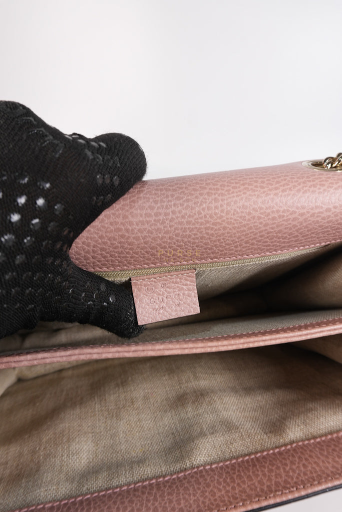 Interlocking G Medium in Pink Grained Calfskin Leather Chain Strap Bag | Purse Maison Luxury Bags Shop