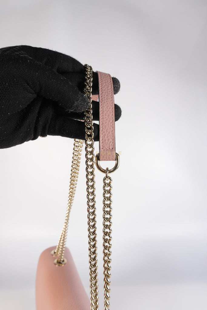 Interlocking G Medium in Pink Grained Calfskin Leather Chain Strap Bag | Purse Maison Luxury Bags Shop