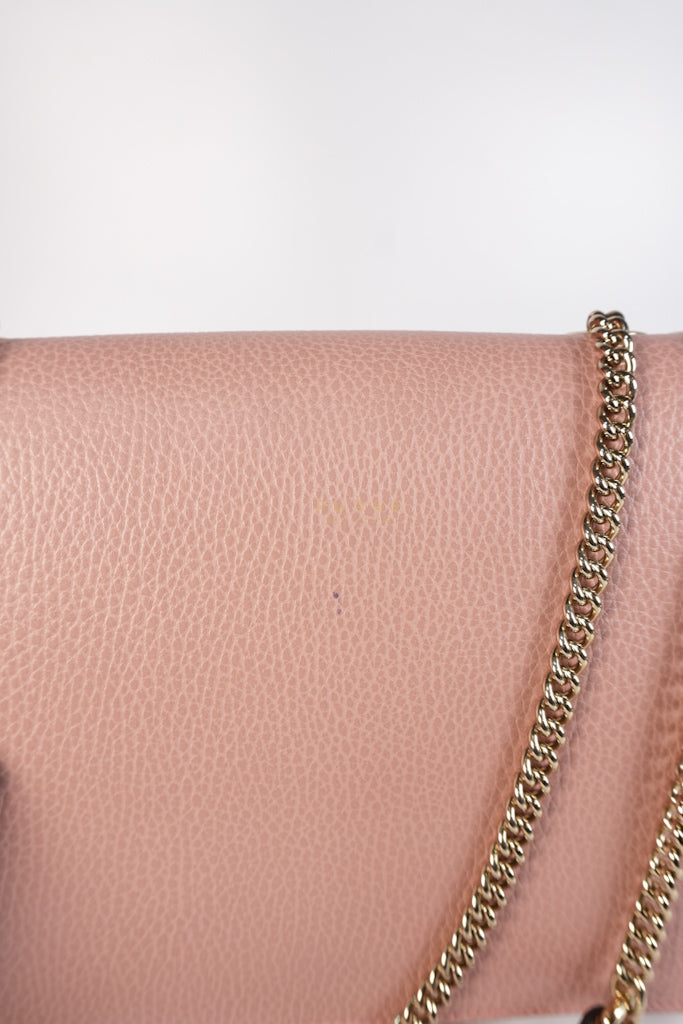 Interlocking G Medium in Pink Grained Calfskin Leather Chain Strap Bag | Purse Maison Luxury Bags Shop