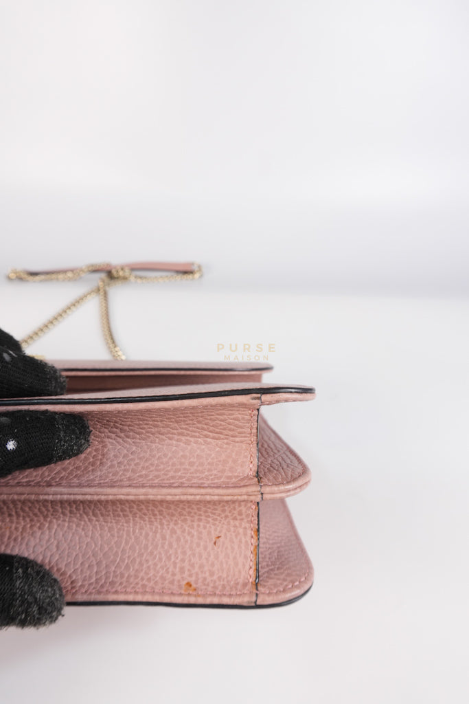Interlocking G Medium in Pink Grained Calfskin Leather Chain Strap Bag | Purse Maison Luxury Bags Shop