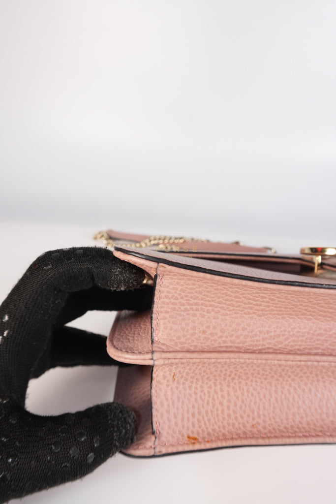 Interlocking G Medium in Pink Grained Calfskin Leather Chain Strap Bag | Purse Maison Luxury Bags Shop