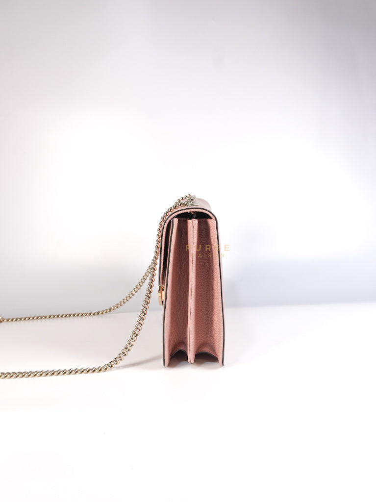 Interlocking G Medium in Pink Grained Calfskin Leather Chain Strap Bag | Purse Maison Luxury Bags Shop