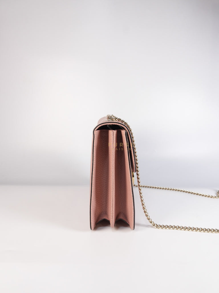 Interlocking G Medium in Pink Grained Calfskin Leather Chain Strap Bag | Purse Maison Luxury Bags Shop