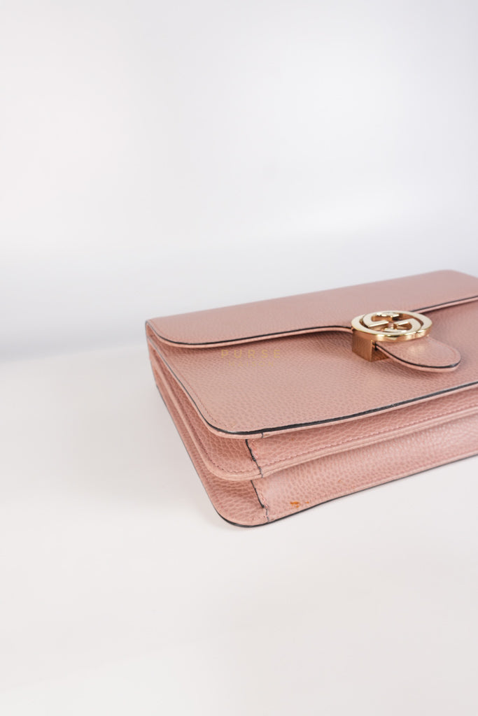 Interlocking G Medium in Pink Grained Calfskin Leather Chain Strap Bag | Purse Maison Luxury Bags Shop