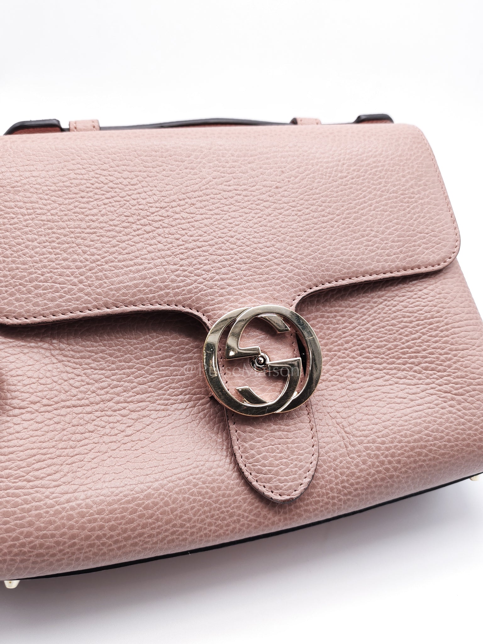 Interlocking G Medium Top Handle in Pink Grained Calfskin Leather Crossbody Bag | Purse Maison Luxury Bags Shop