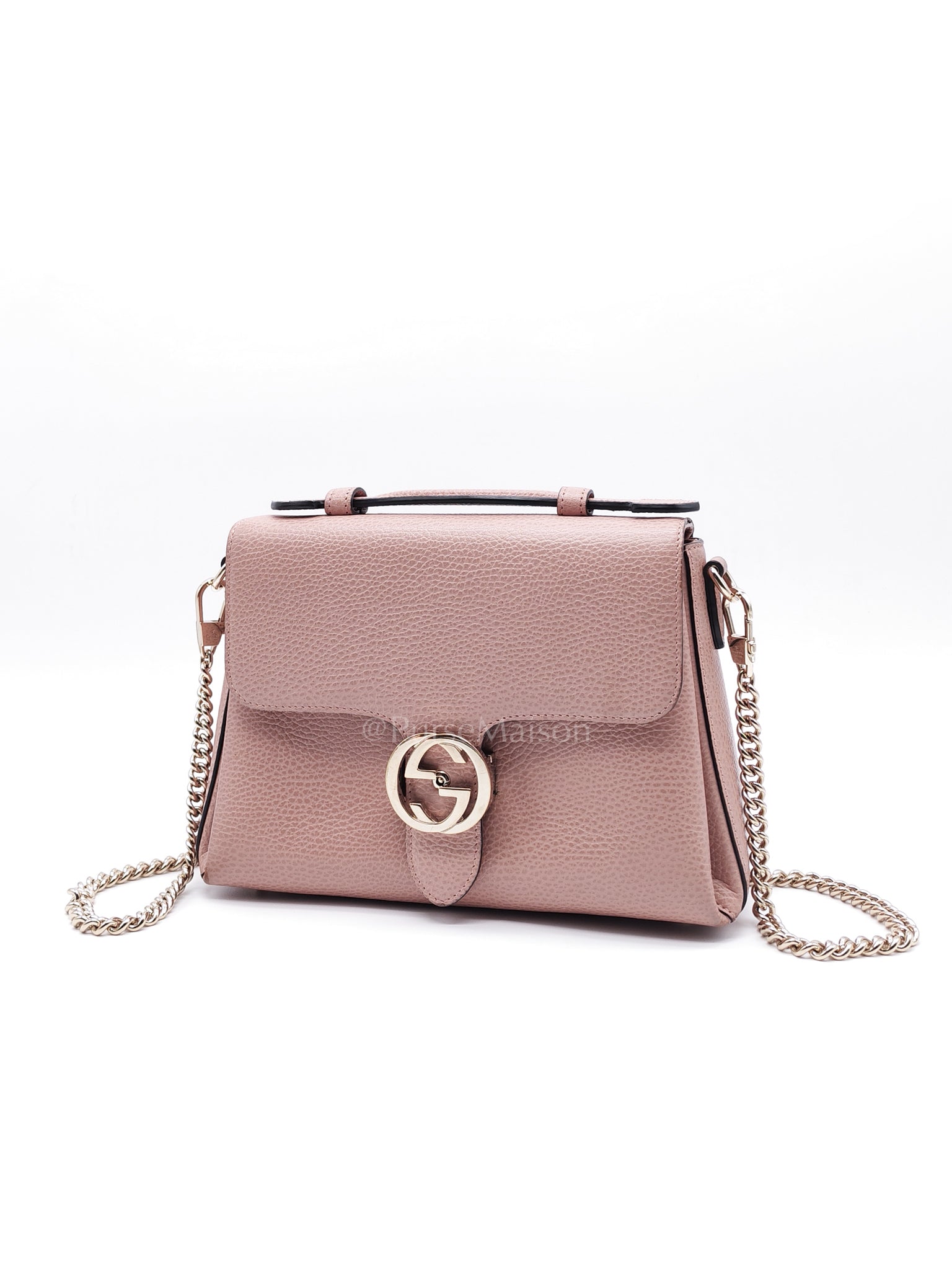 Interlocking G Medium Top Handle in Pink Grained Calfskin Leather Crossbody Bag | Purse Maison Luxury Bags Shop