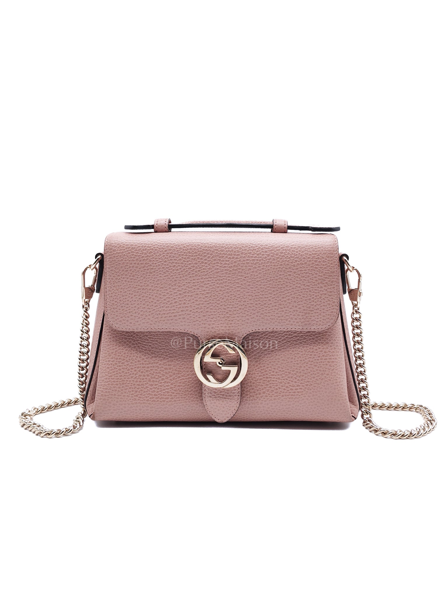 Interlocking G Medium Top Handle in Pink Grained Calfskin Leather Crossbody Bag | Purse Maison Luxury Bags Shop