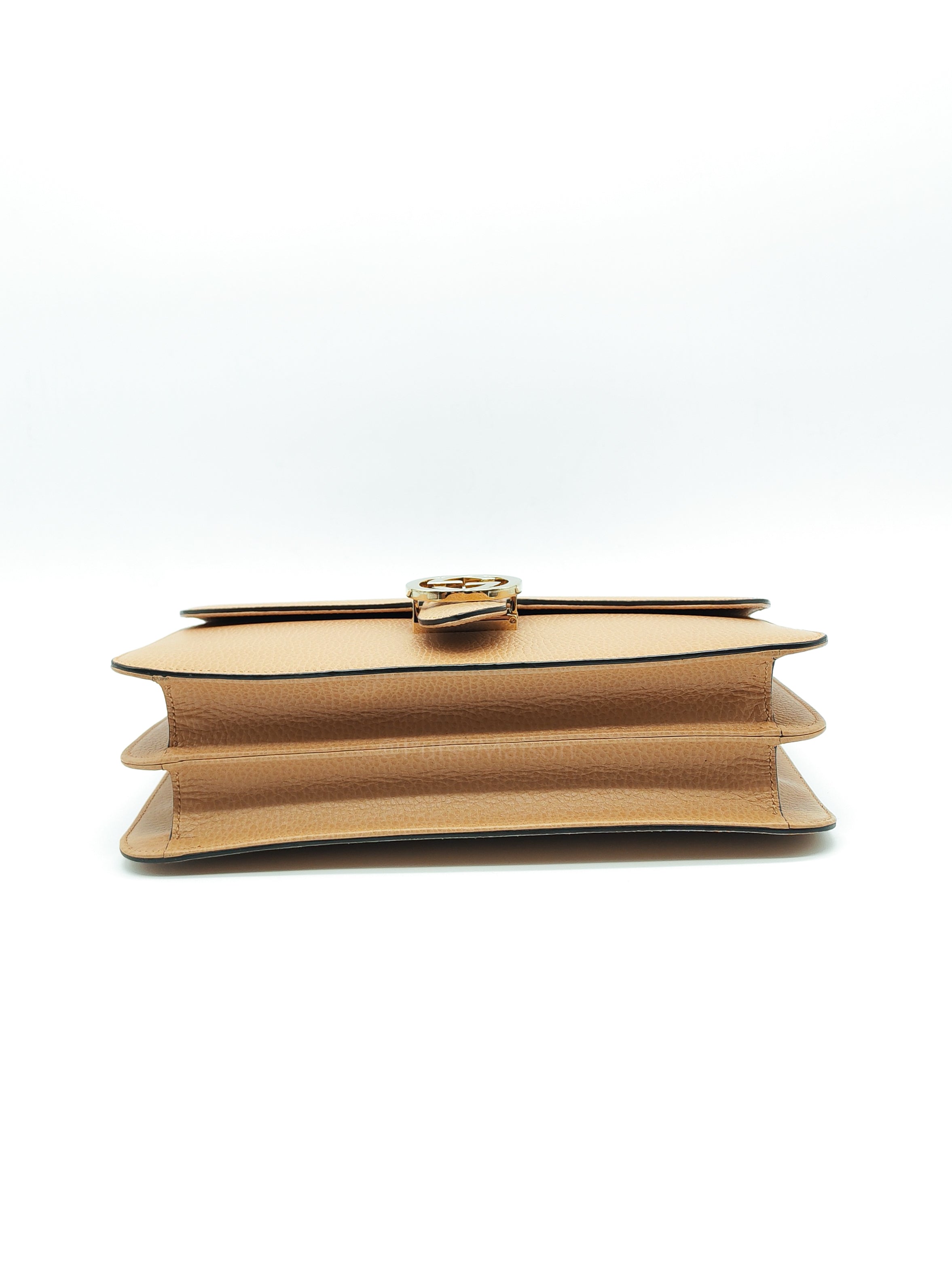 Interlocking G Shoulder Bag in Beige Dollar Calfksin Leather & Light Gold Hardware | Purse Maison Luxury Bags Shop