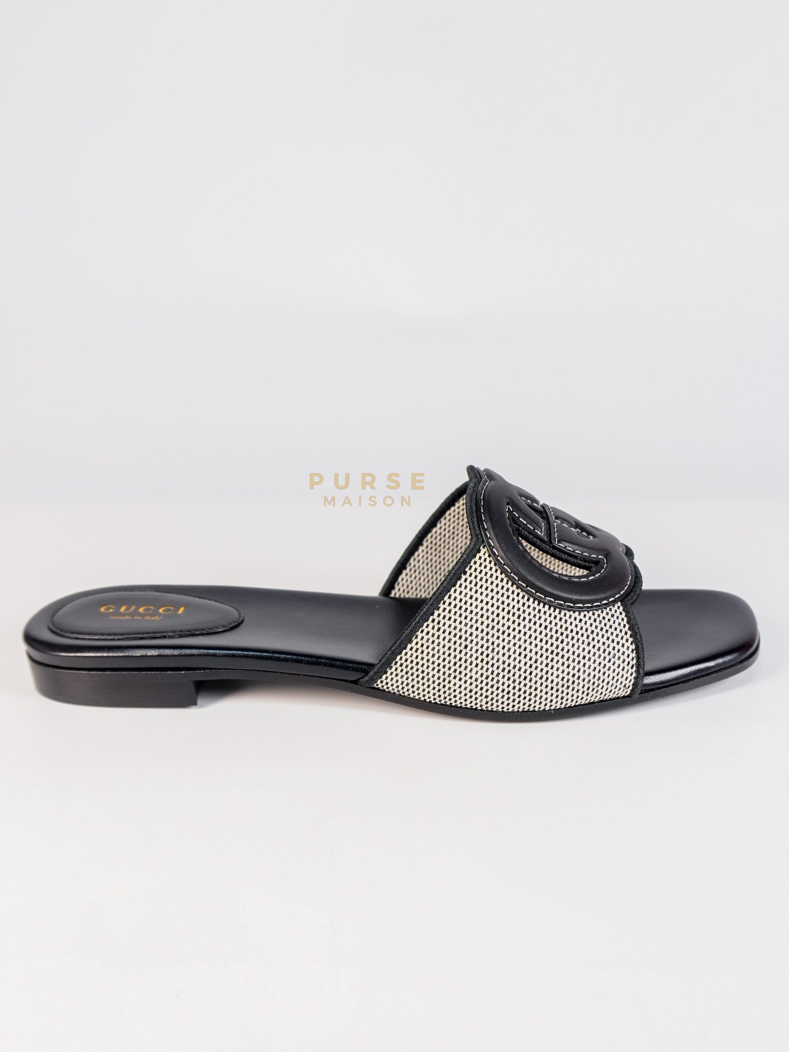 Interlocking G Slide Sandals in Black Size 39 EU (24.5cm) | Purse Maison Luxury Bags Shop